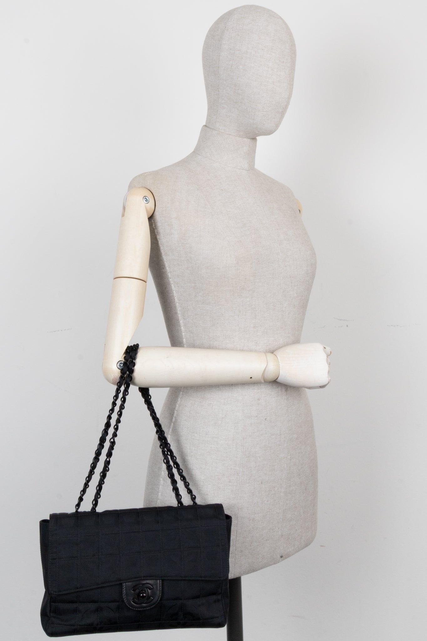 CHANEL Single Flap Bag Nylon All Black