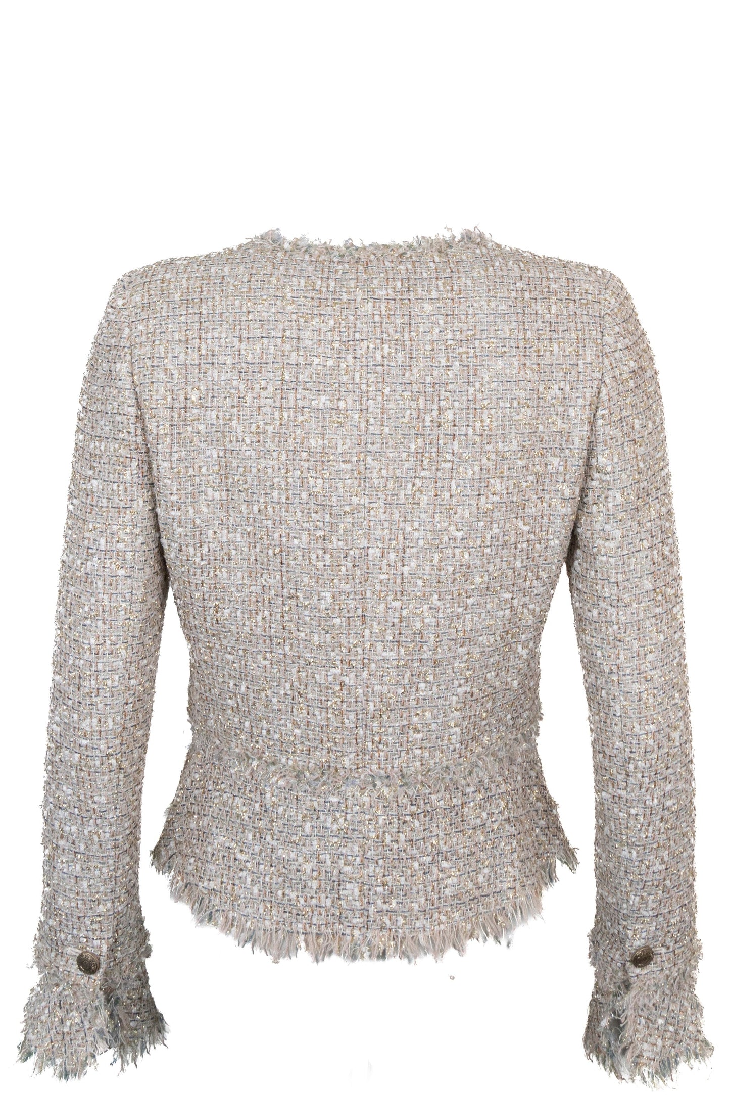 CHANEL 2005 Fringed Tweed Jacket Champagner Gold