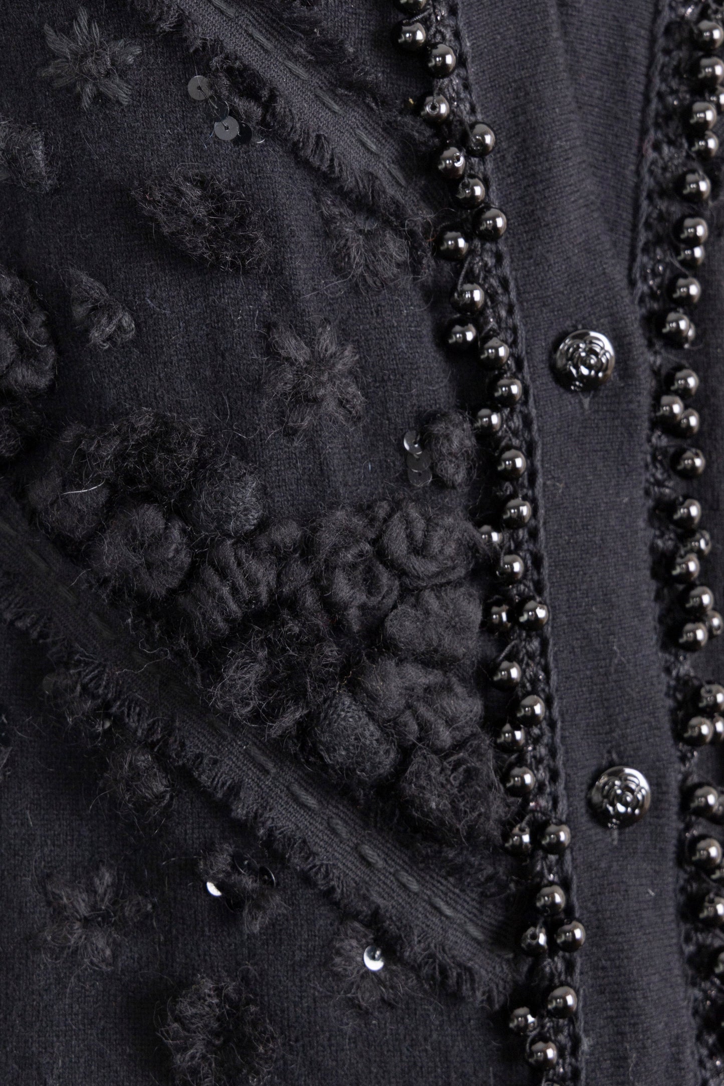 CHANEL Beaded Cashmere Cardigan Black