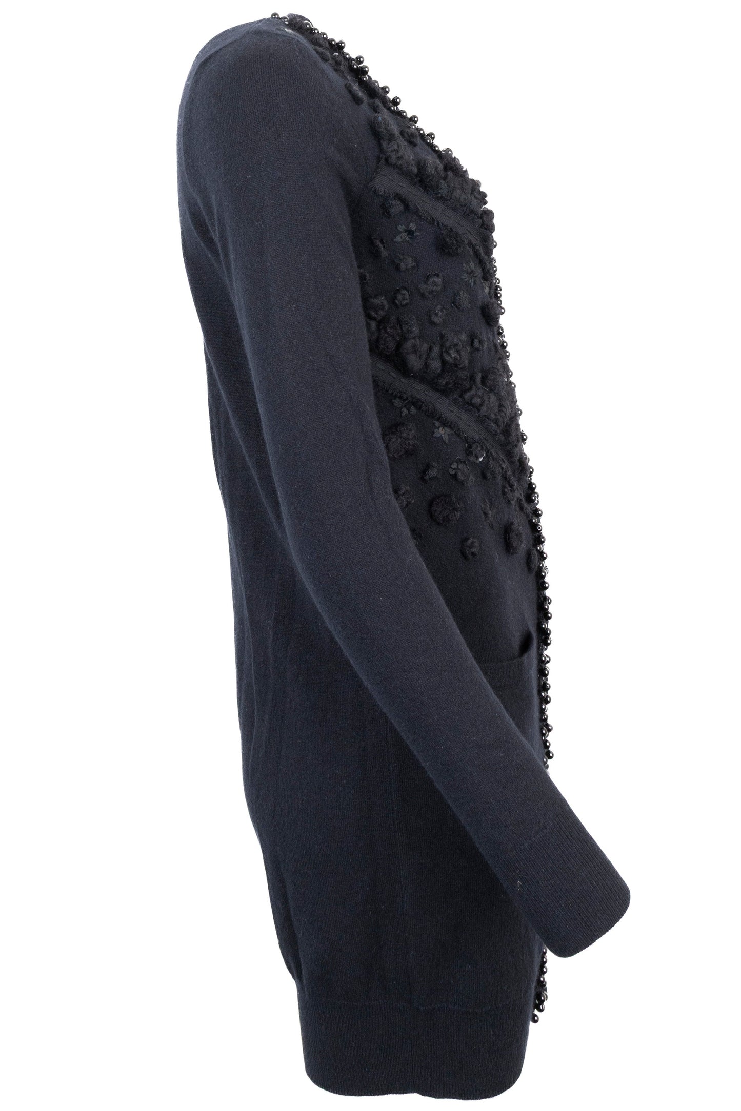 CHANEL Beaded Cashmere Cardigan Black