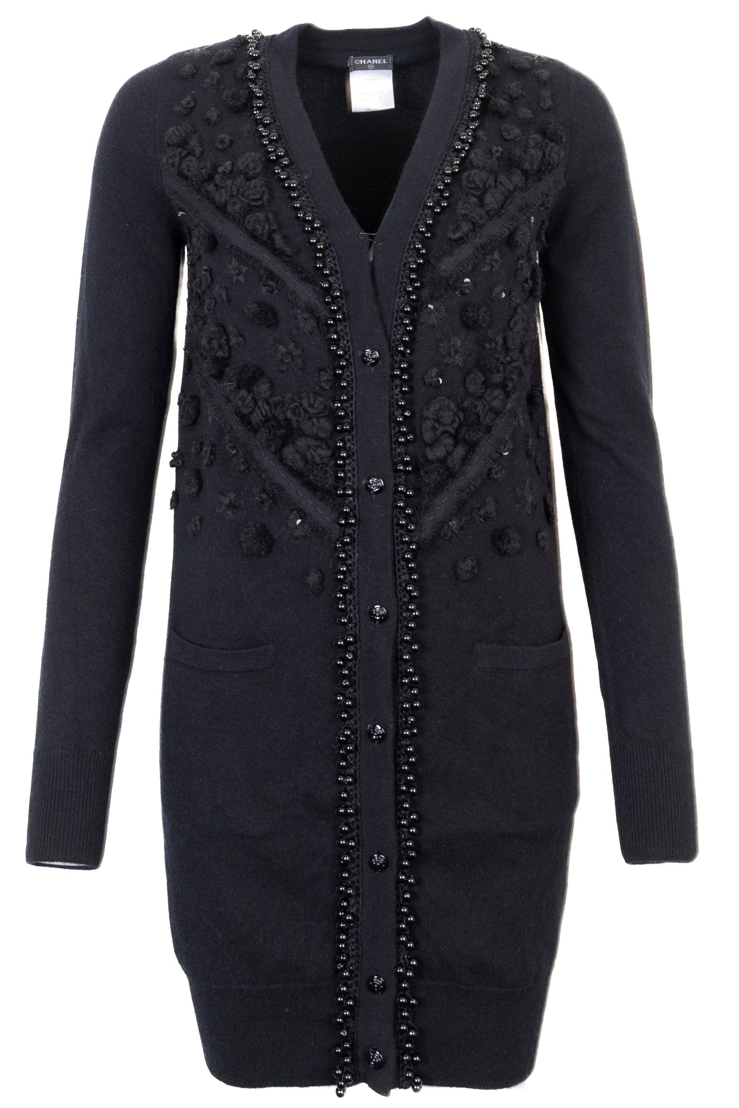 CHANEL Beaded Cashmere Cardigan Black