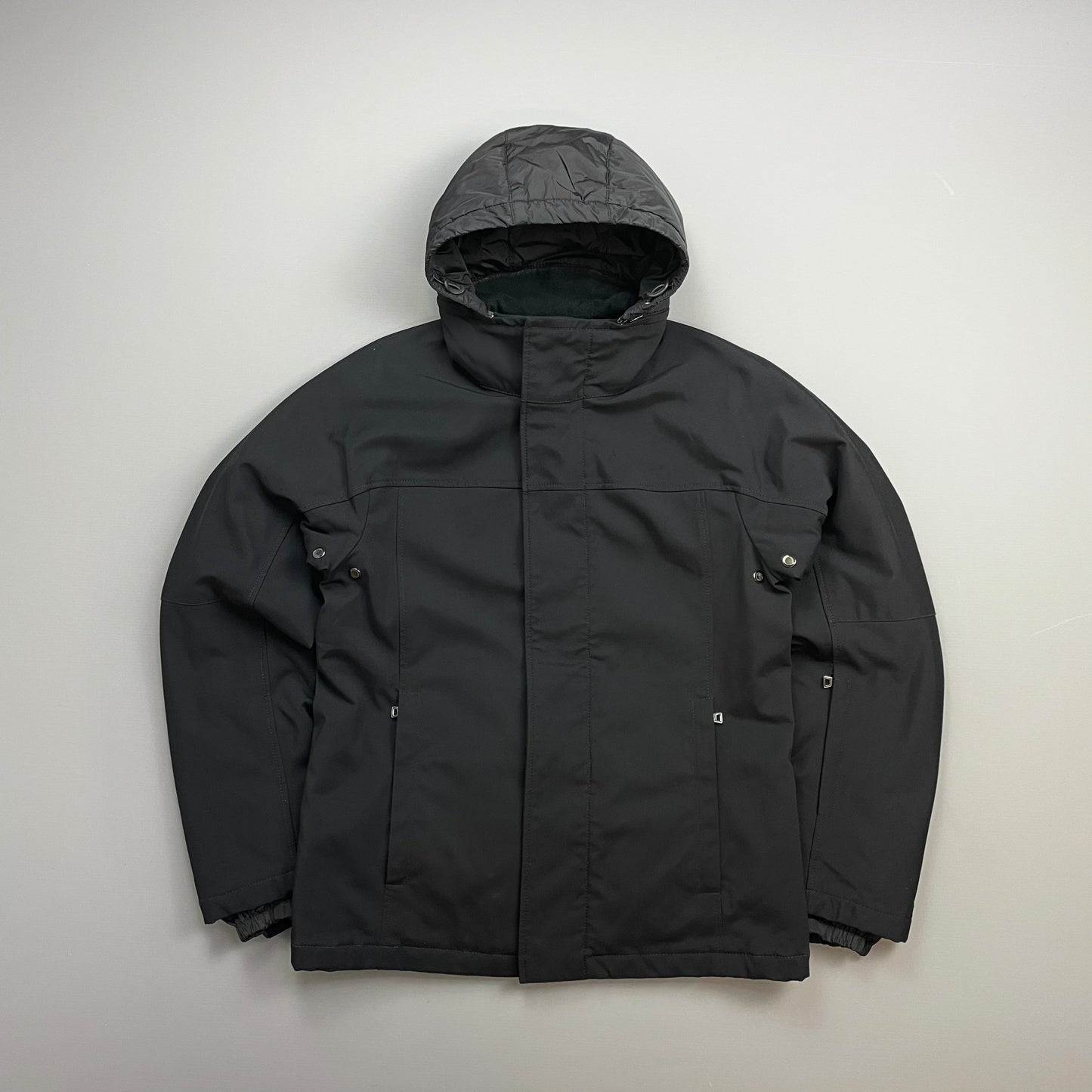 Prada Sport Black 2008 Technical Nylon Fleece-Lined Removable Hood Ski Jacket