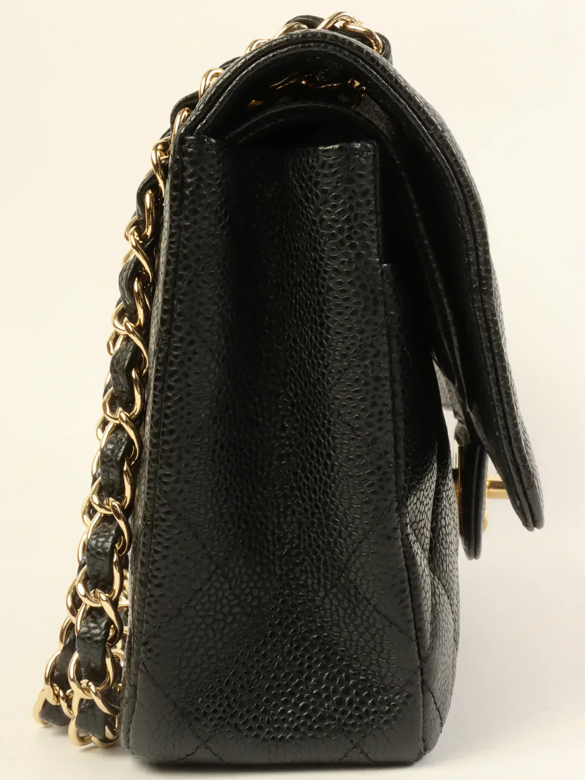 CHANEL Around 2009 Made Caviar Skin Classic Flap Chain Bag 25Cm Black
