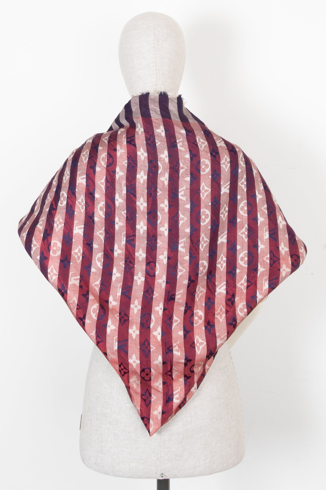 LOUIS VUITTON Fringed Striped MNG Scarf Purple