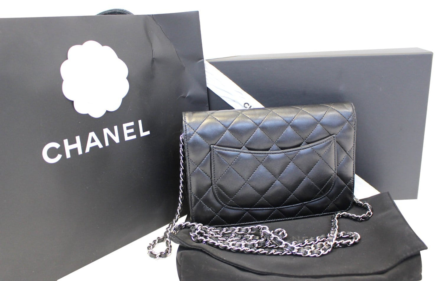 CHANEL Black  Wallet On Chain WOC Clutch Crossbody Bag