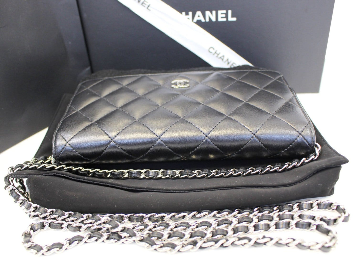 CHANEL Black  Wallet On Chain WOC Clutch Crossbody Bag