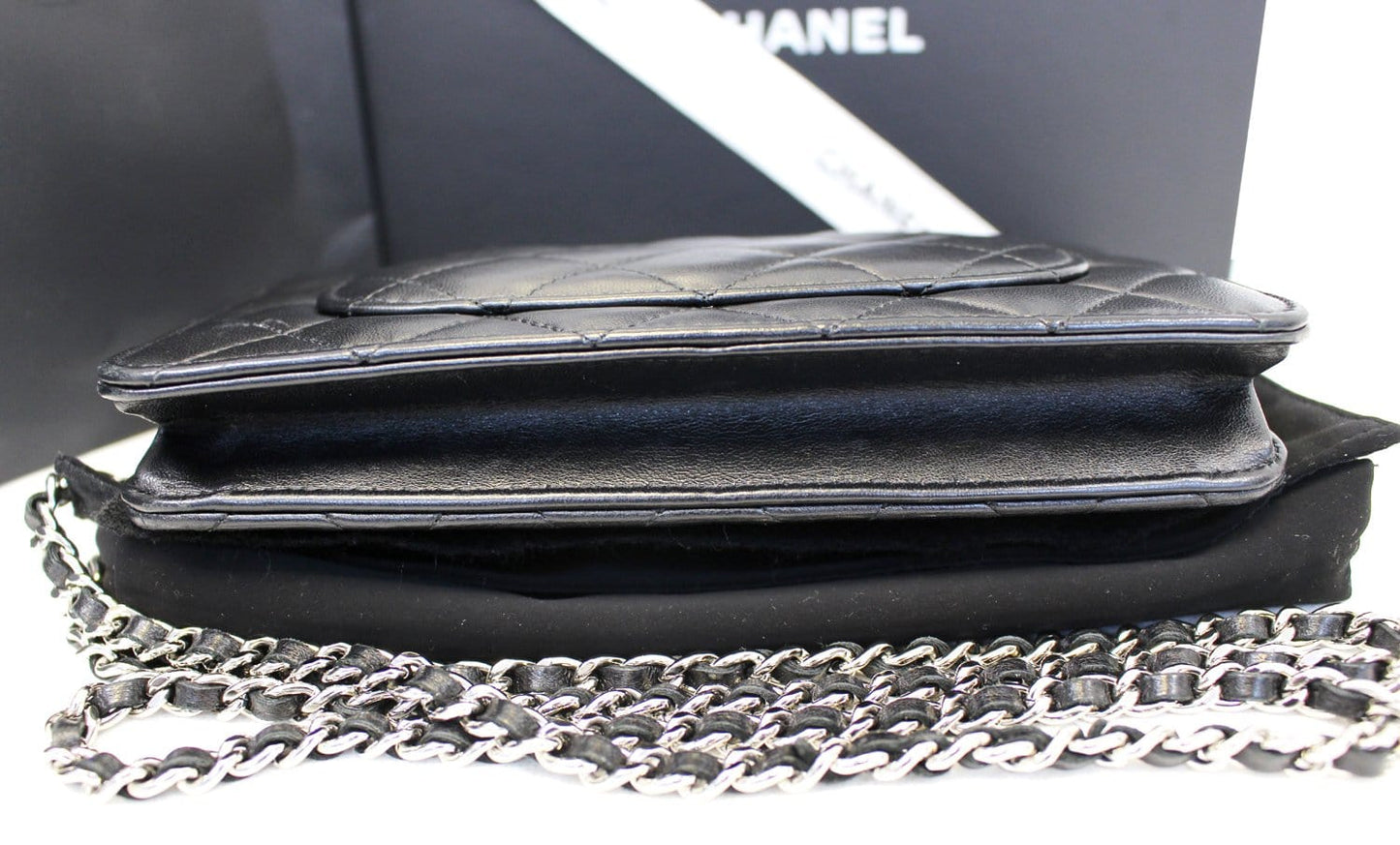 CHANEL Black  Wallet On Chain WOC Clutch Crossbody Bag