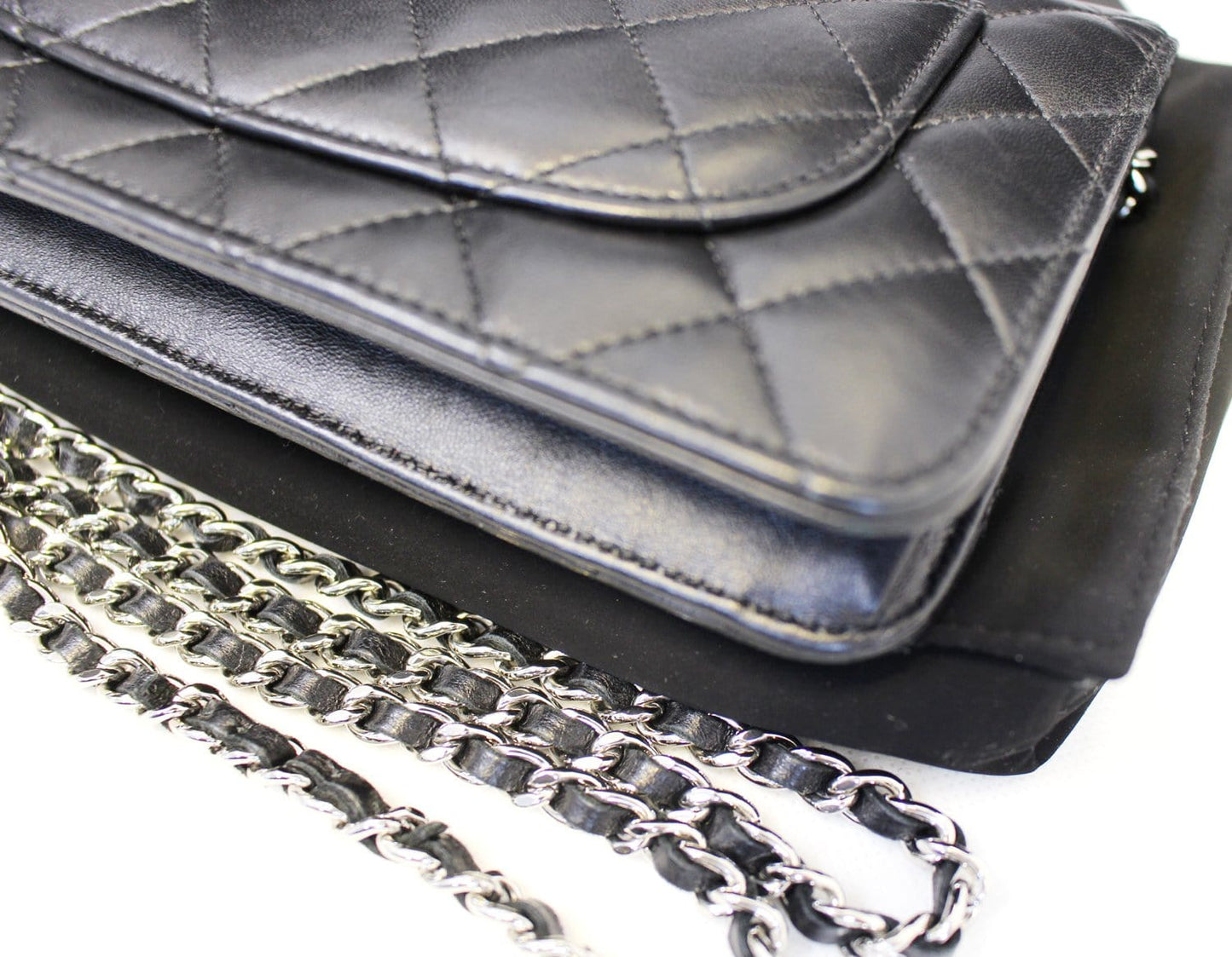 CHANEL Black  Wallet On Chain WOC Clutch Crossbody Bag