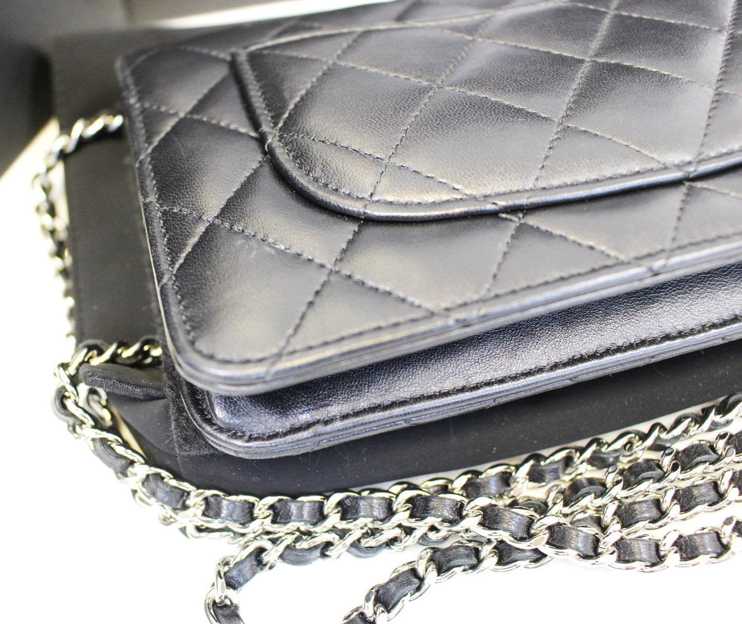 CHANEL Black  Wallet On Chain WOC Clutch Crossbody Bag