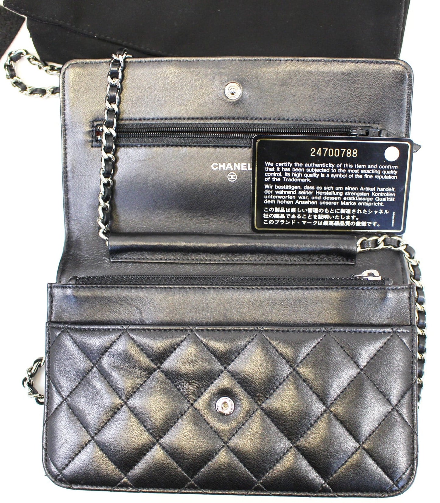 CHANEL Black  Wallet On Chain WOC Clutch Crossbody Bag