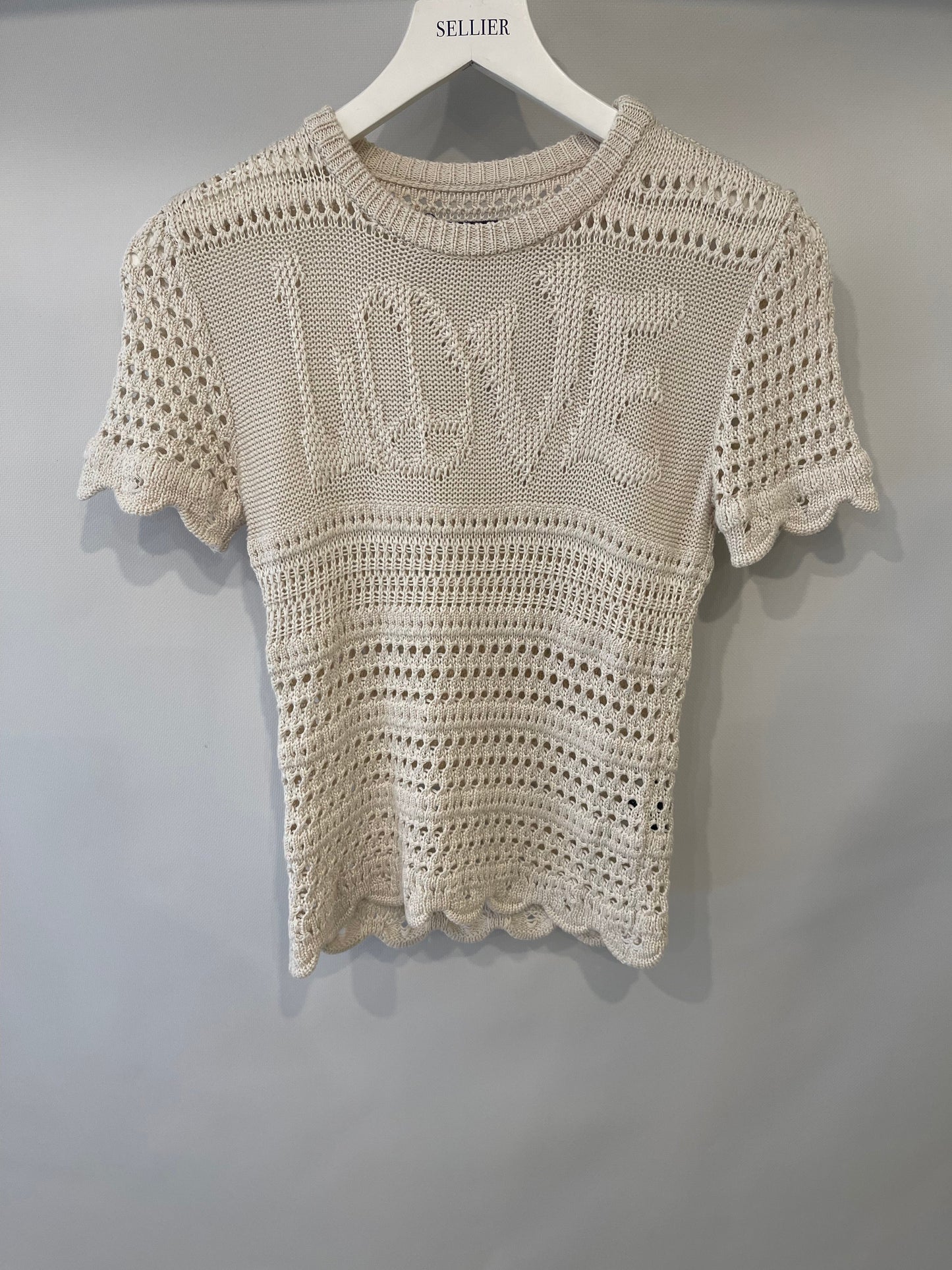 Amiri White Crochet Short-Sleeve Top FR 36 (UK 8)