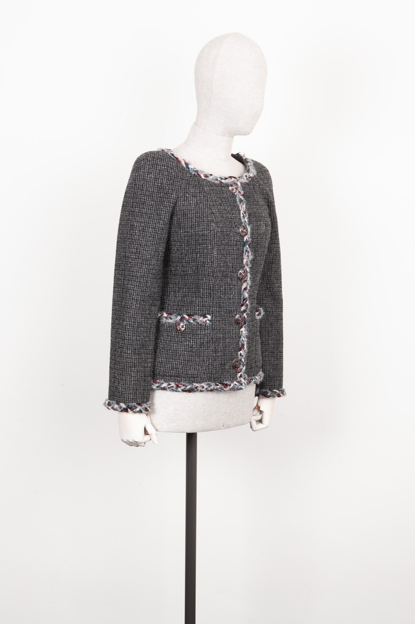 CHANEL Jacket Tweed Grey Paris Edinburg