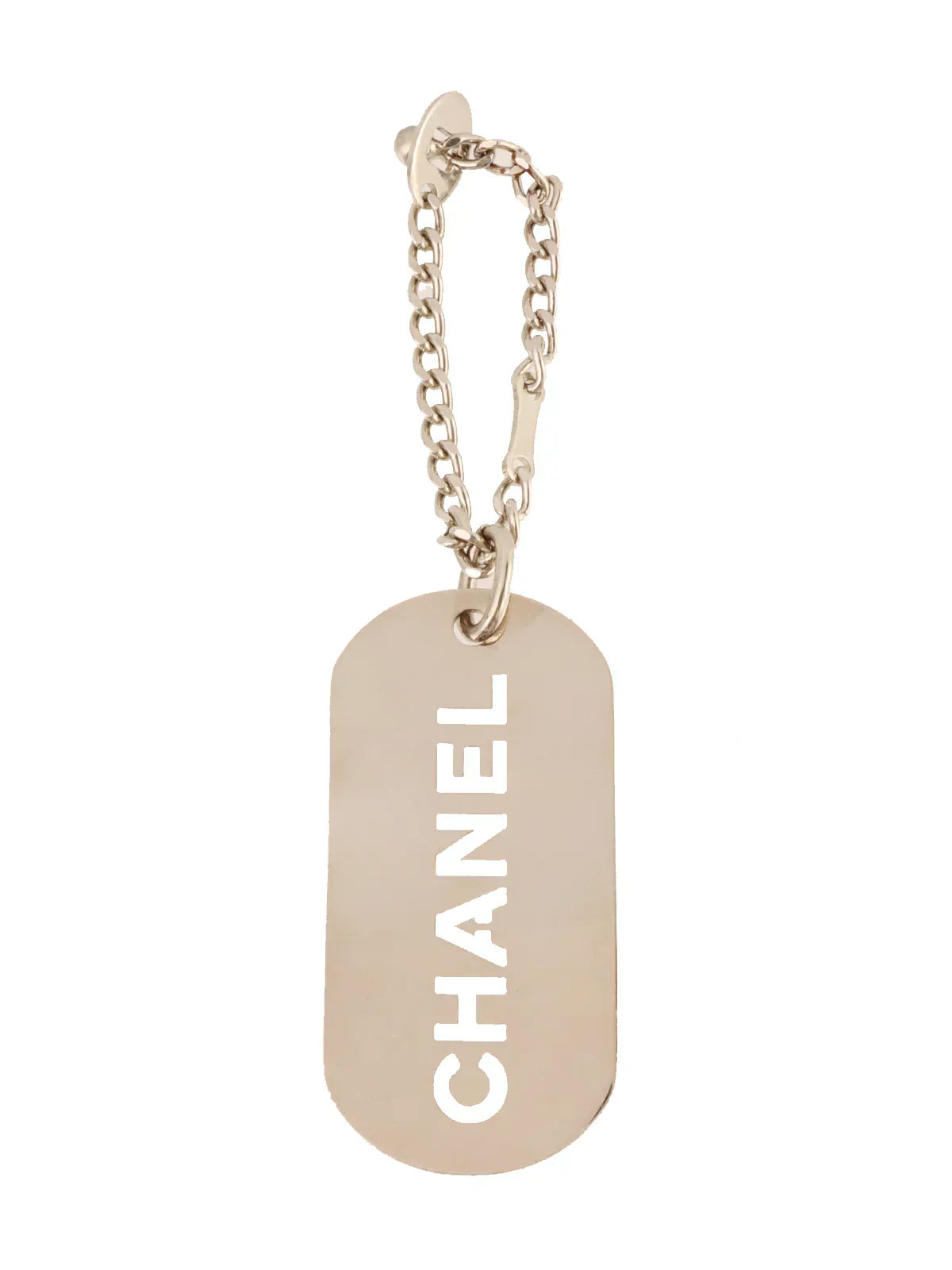 CHANEL 2007 Made Logo Plate Charm Silver