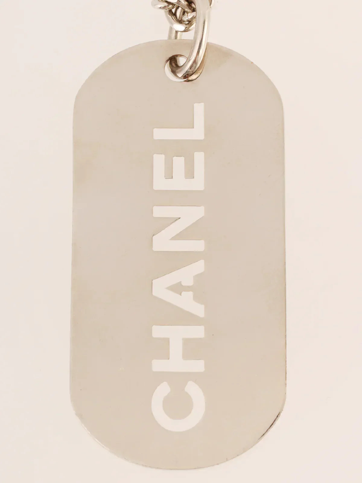 CHANEL 2007 Made Logo Plate Charm Silver