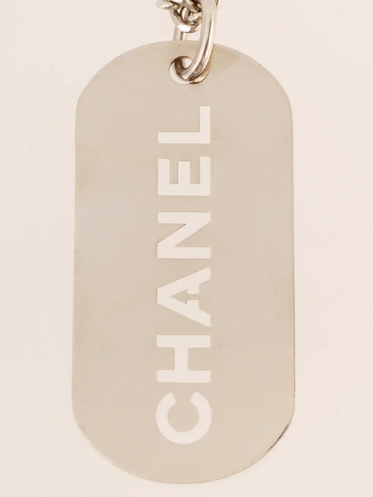 CHANEL 2007 Made Logo Plate Charm Silver