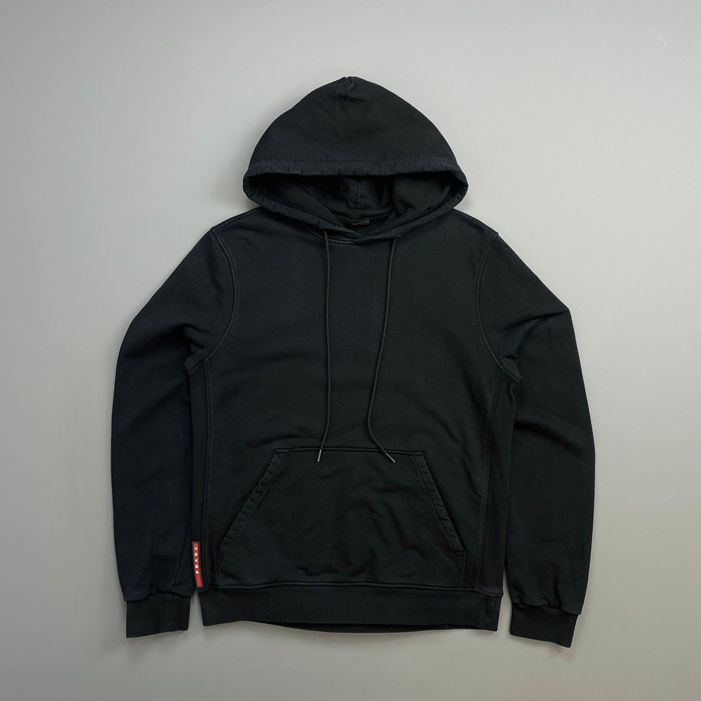Prada Sport Black 2016 Cotton Pullover Drawstring Hoodie