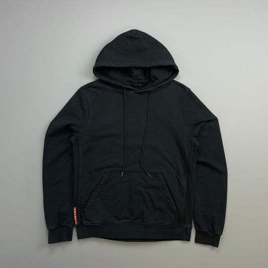 Prada Sport Black 2016 Cotton Pullover Drawstring Hoodie