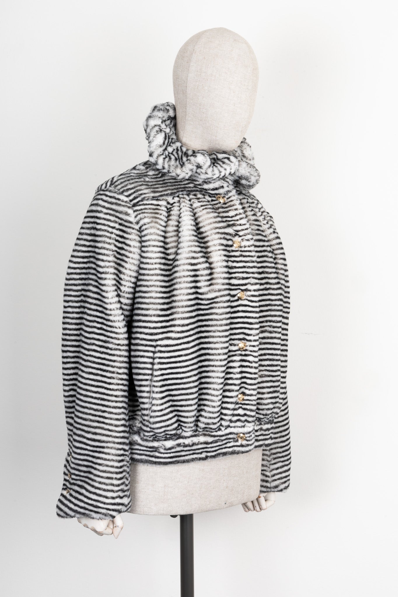 CHANEL Striped Faux Fur Jacket FW20/21