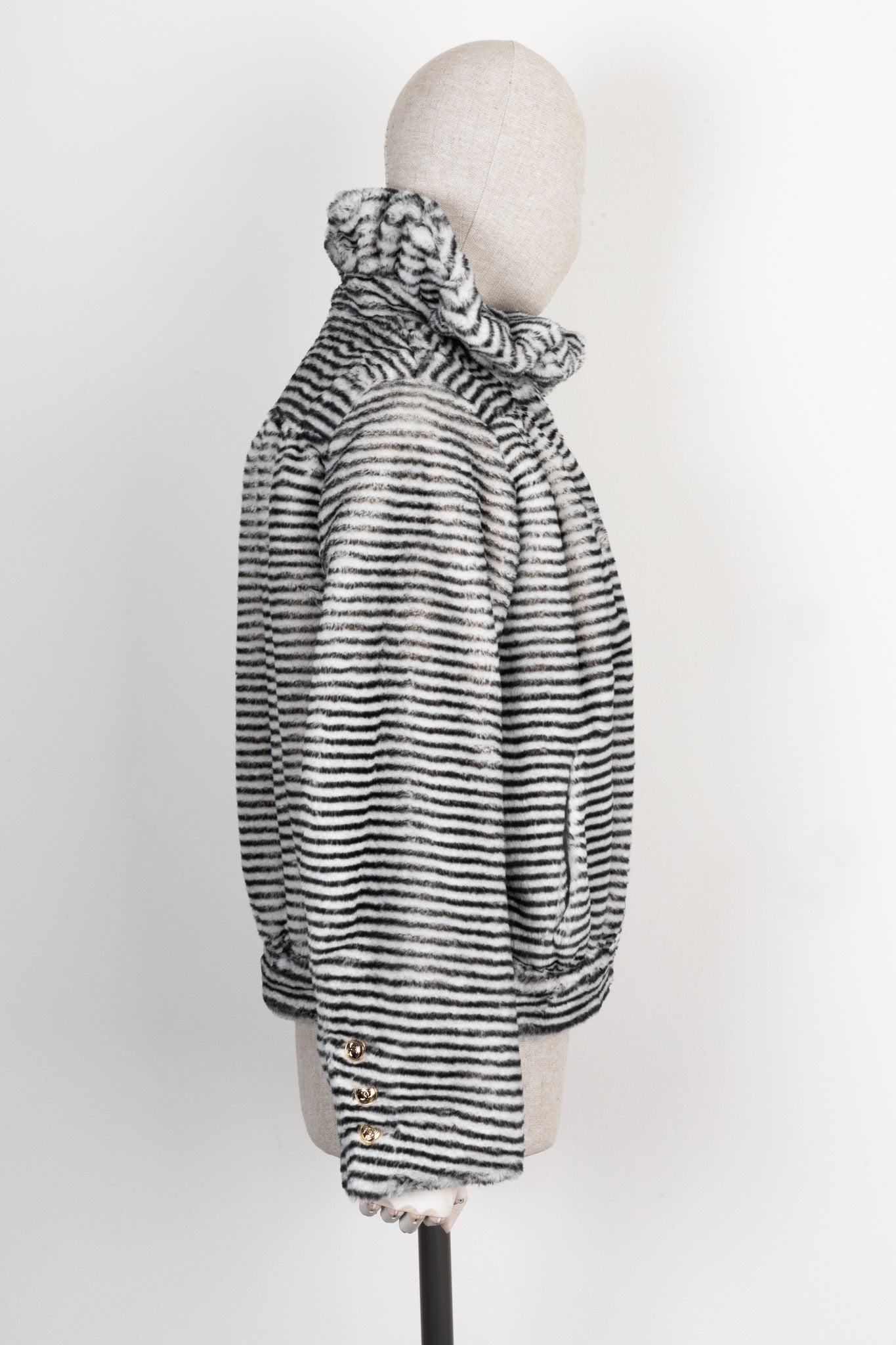 CHANEL Striped Faux Fur Jacket FW20/21