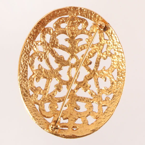 Chanel 1991 Made Oval Cutout Cc Mark Design Brooch
