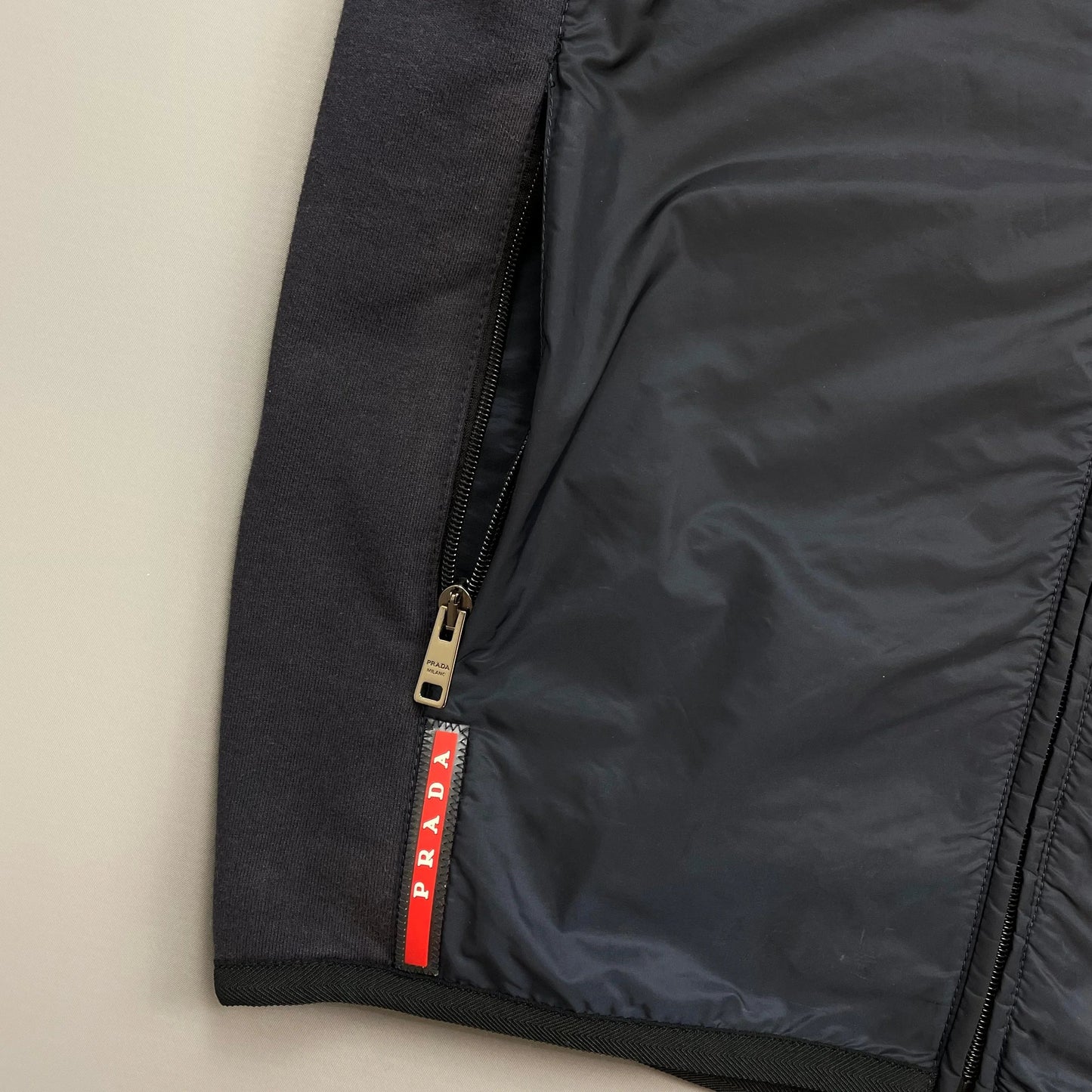 Prada Sport Navy 2017 Nylon Panelled Hooded Gilet Vest