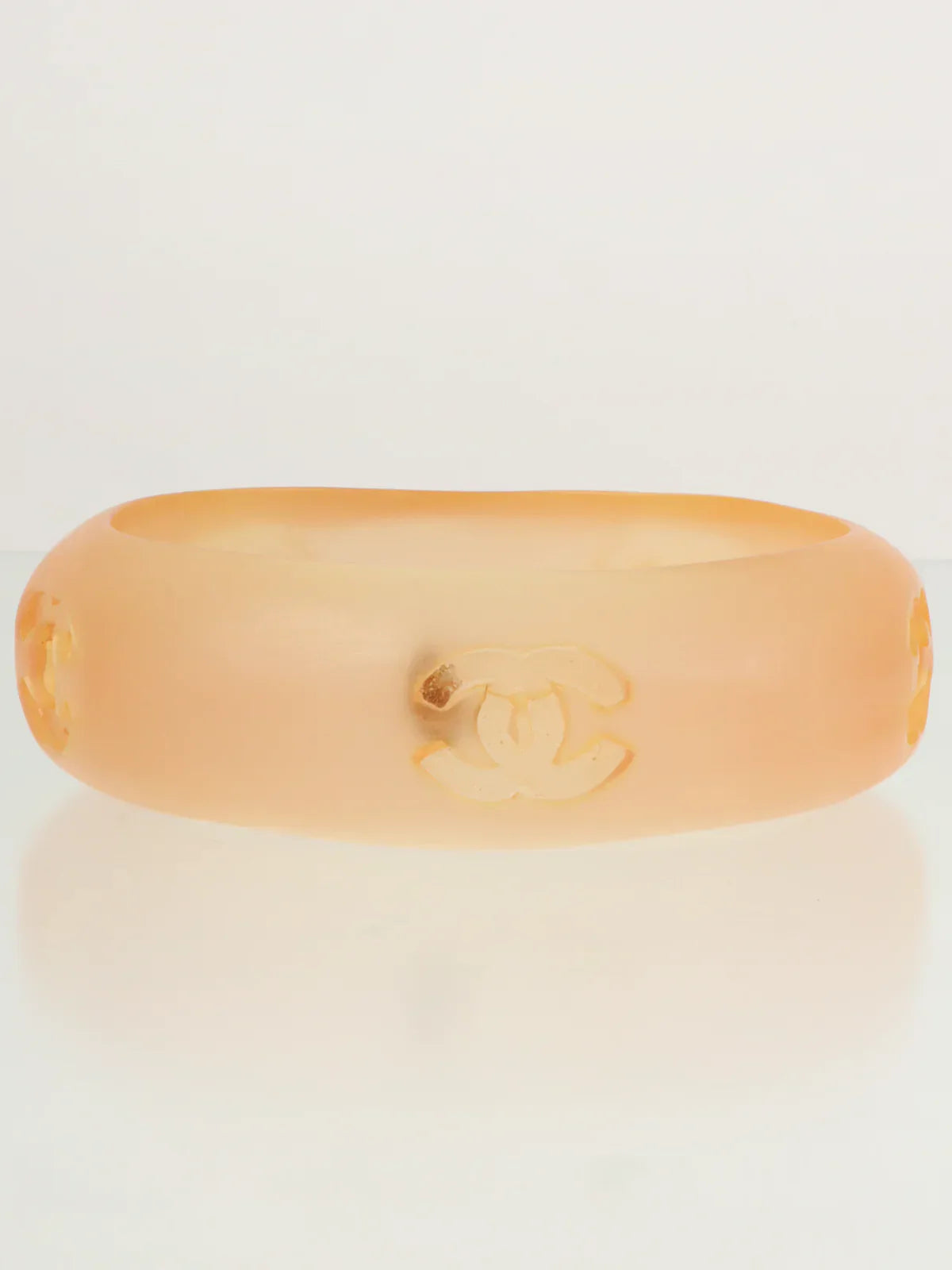 CHANEL 1996 Made Cc Mark Bangle Clear/Orange