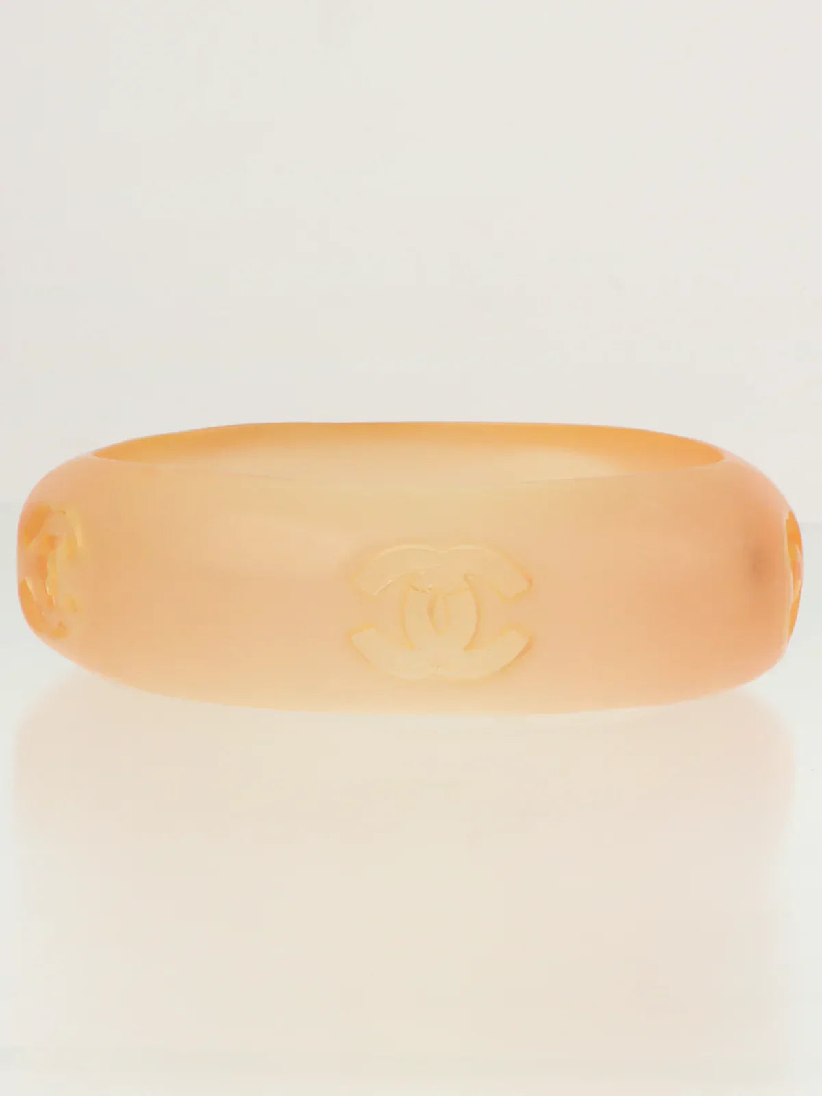 CHANEL 1996 Made Cc Mark Bangle Clear/Orange