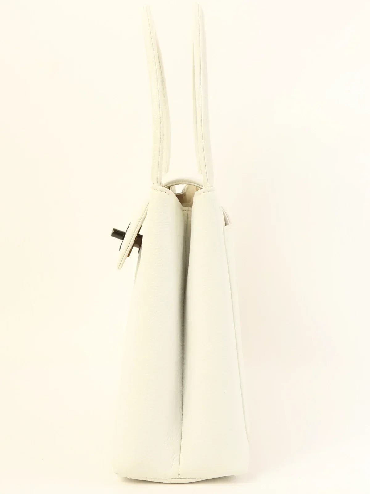 CHANEL Around 1998 Made Caviar Skin Turn-Lock Top Handle Bag White