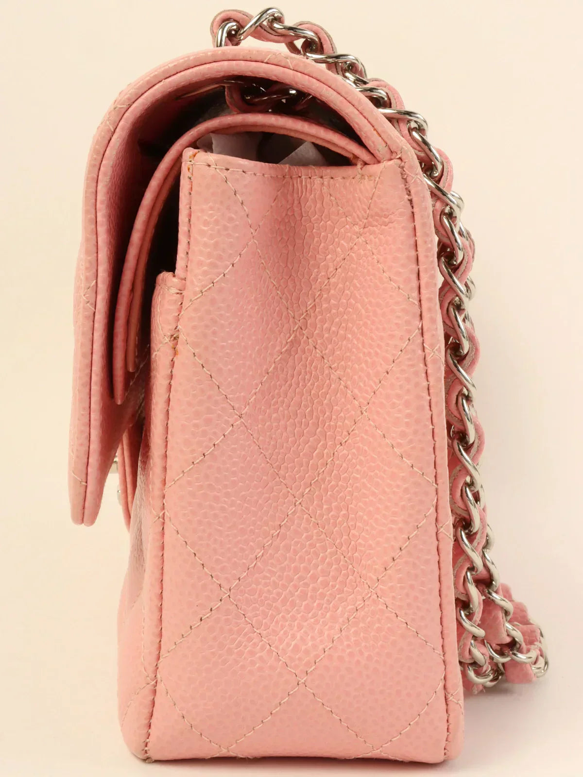 CHANEL Around 2004 Made Caviar Skin Classic Flap Chain Bag 25Cm Pink