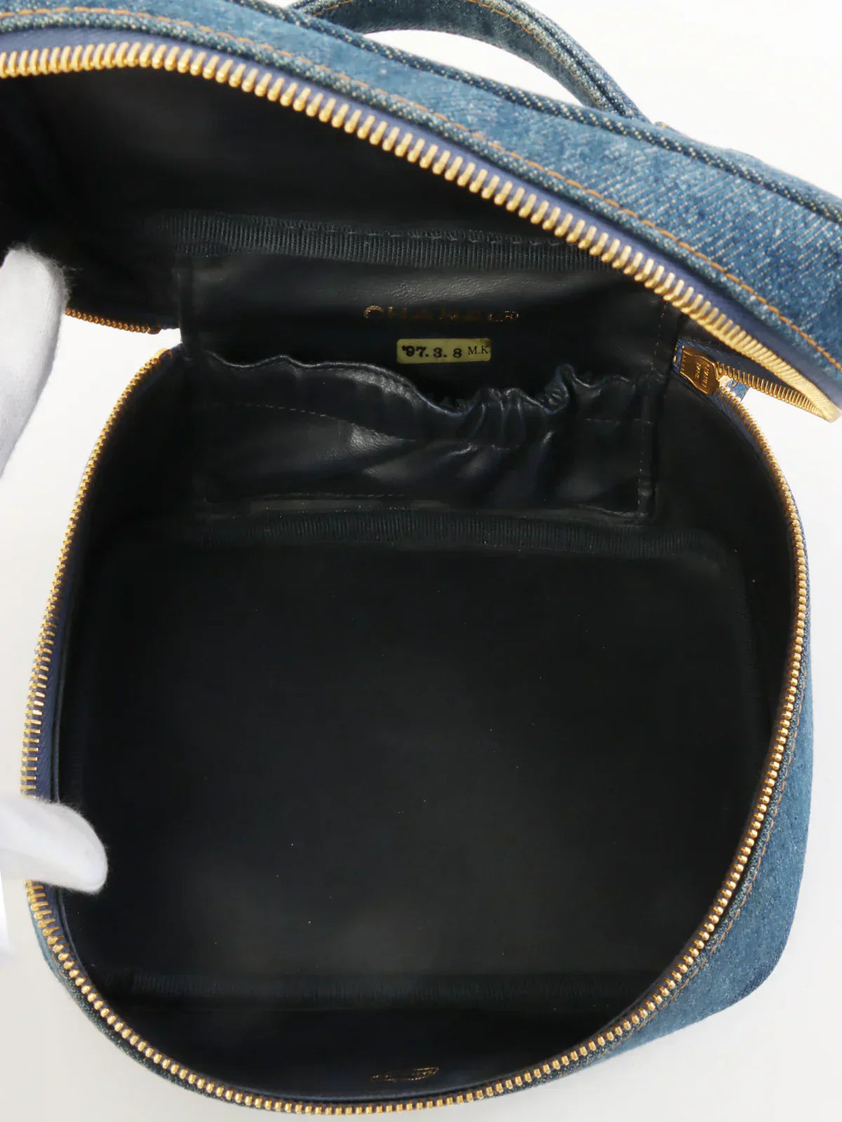 CHANEL Around 1997 Made Denim Cc Mark Stitch Vanity Indigo
