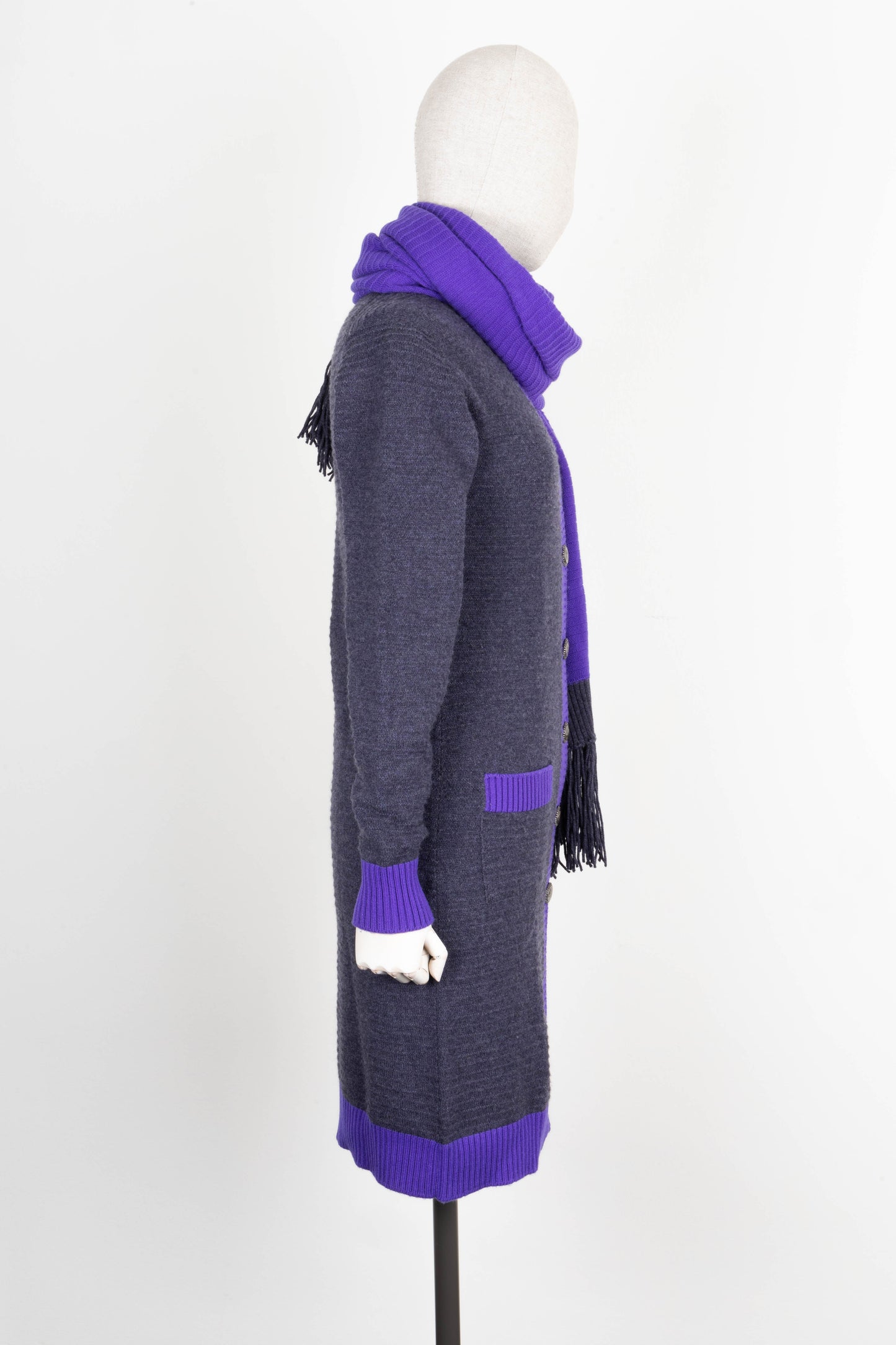 CHANEL Two Piece Knit Cashmere Grey & Purple 08 Autumn