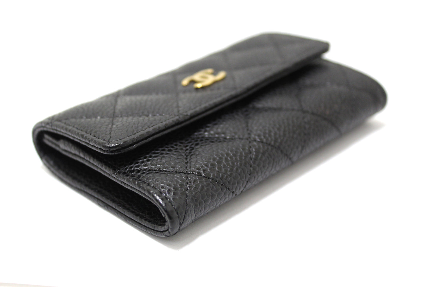 Chanel Black Caviar Quilted Leather CC Flap Card Holder