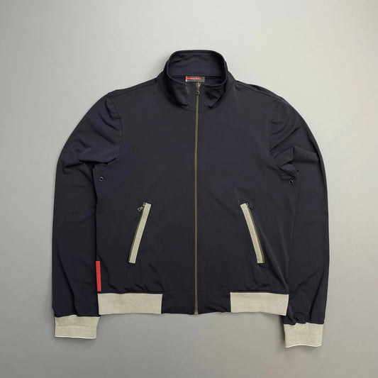 Prada Sport Navy 00s Nylon Stripe Detailed Track Jacket