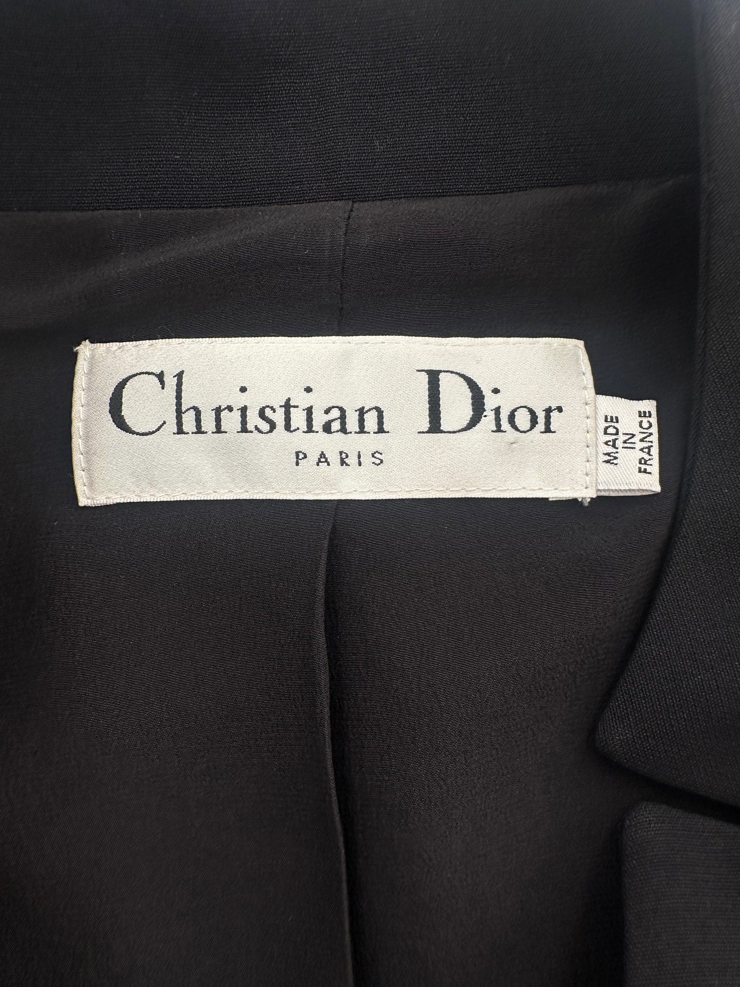 Christian Dior Black Button Down Jacket with Ruched Pocket Detail Size FR 36 (UK 8)