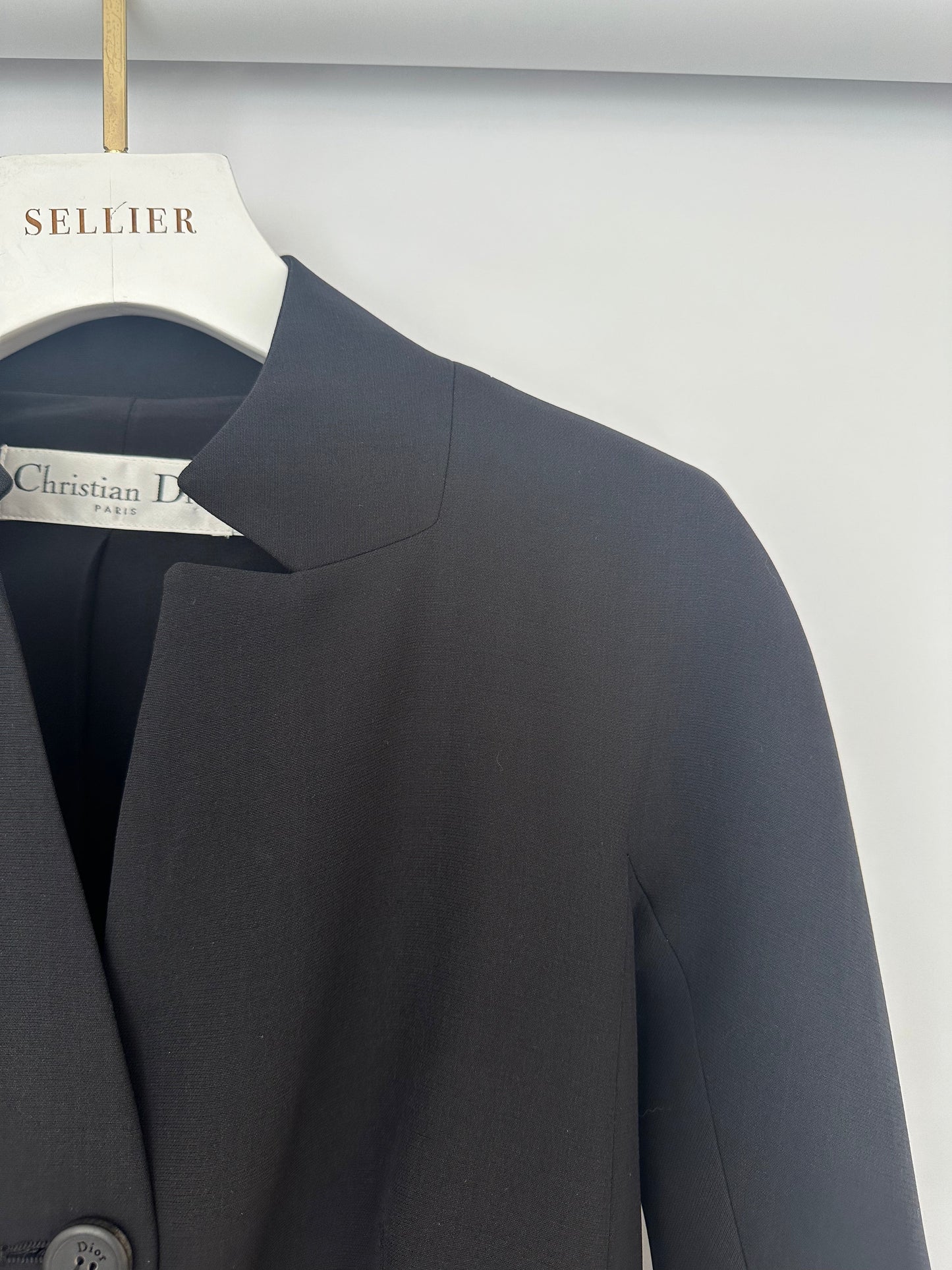 Christian Dior Black Button Down Jacket with Ruched Pocket Detail Size FR 36 (UK 8)