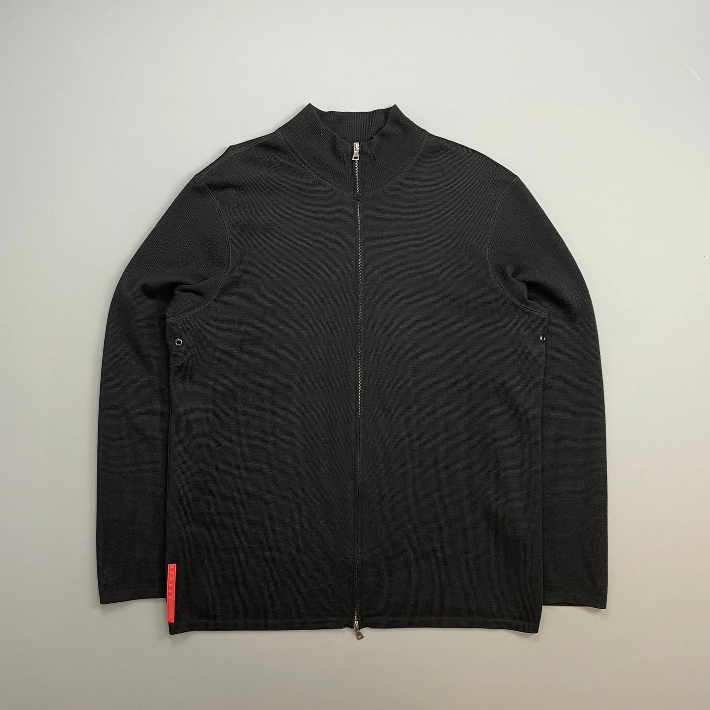 Prada Sport Black 00s Wool Knit Zip-Through Cardigan Jumper