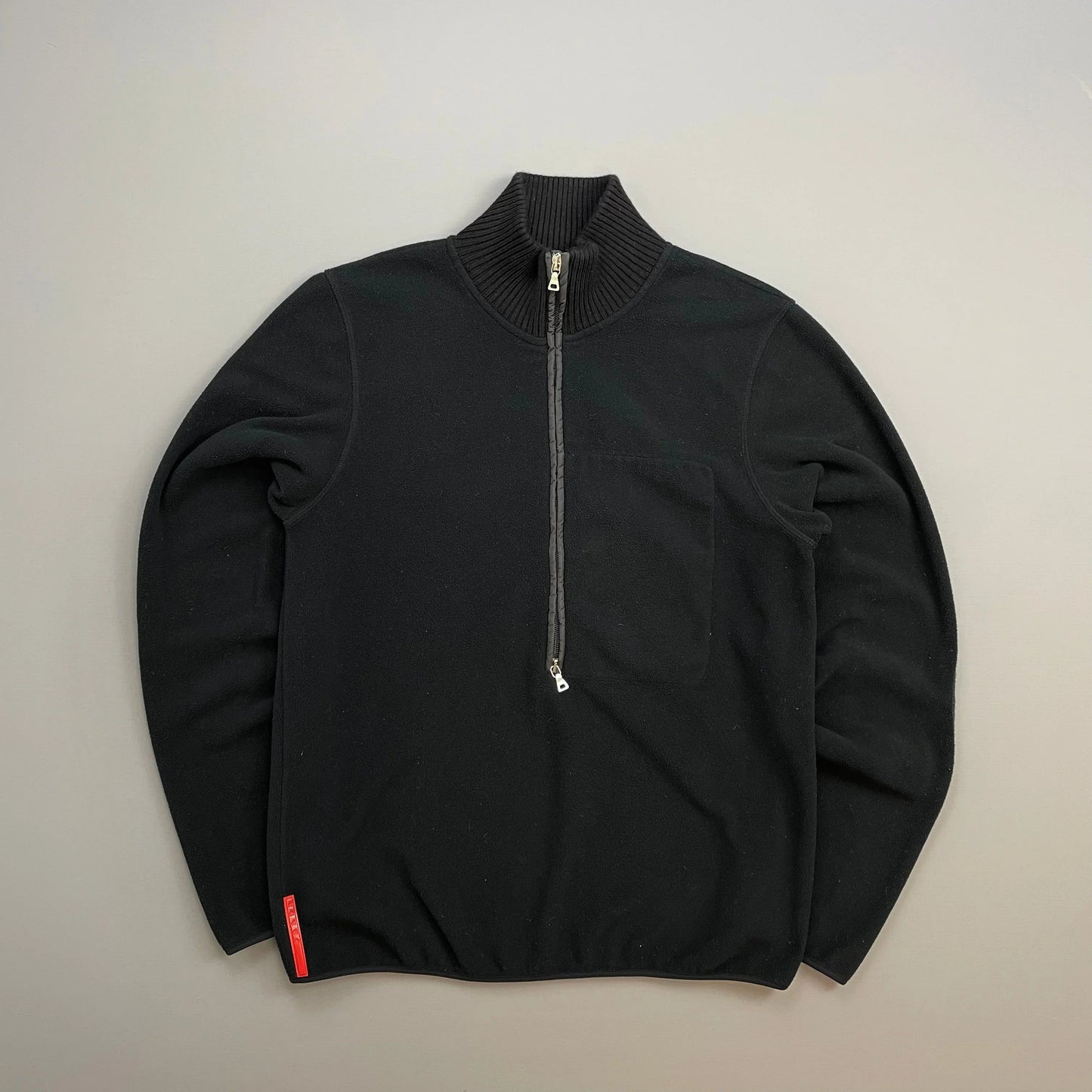 Prada Sport Black 00s Nylon Elbow Dual-Zip Lightweight Fleece Jumper