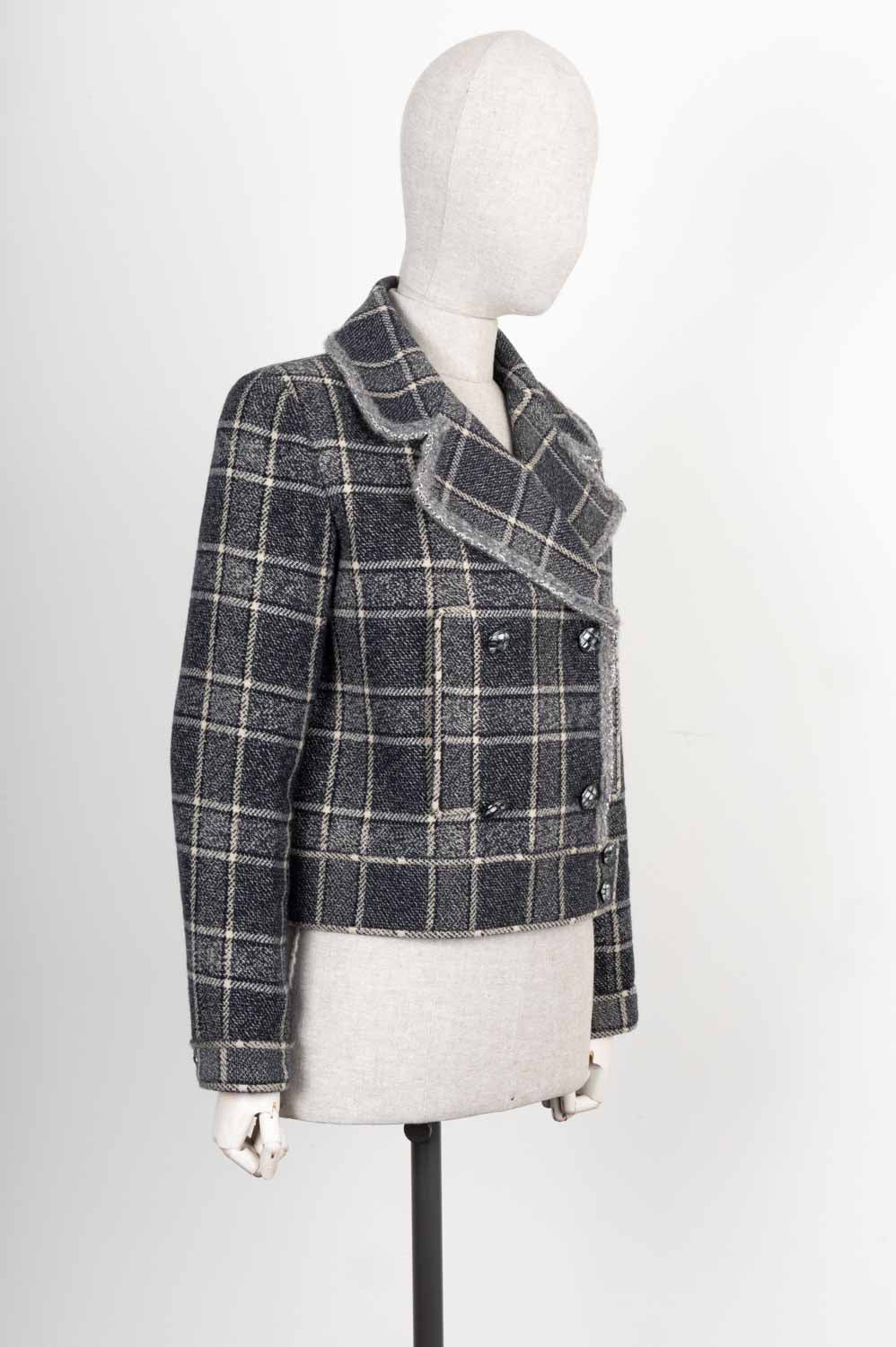 CHANEL Jacket Check Grey FW 2022