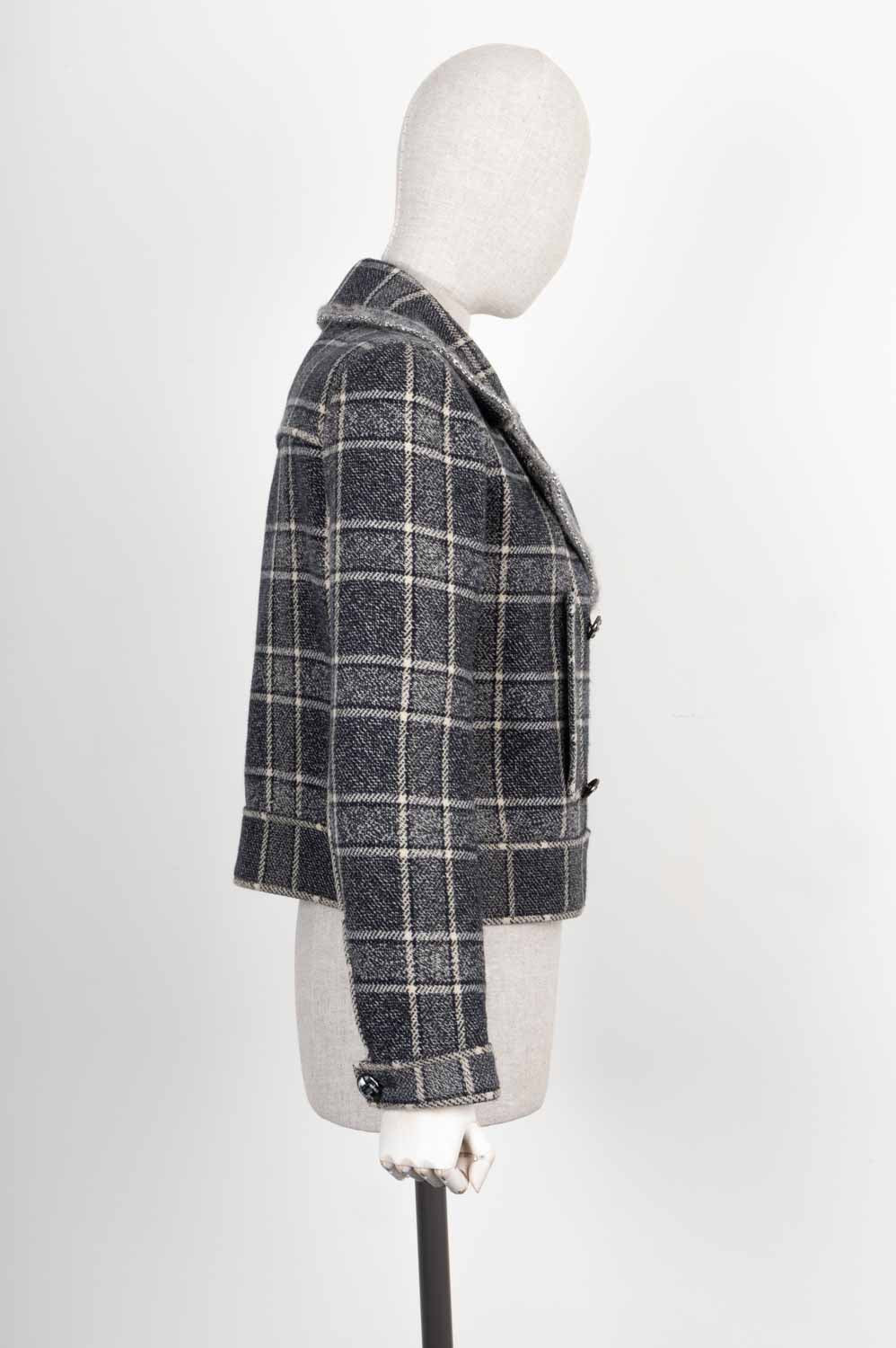CHANEL Jacket Check Grey FW 2022