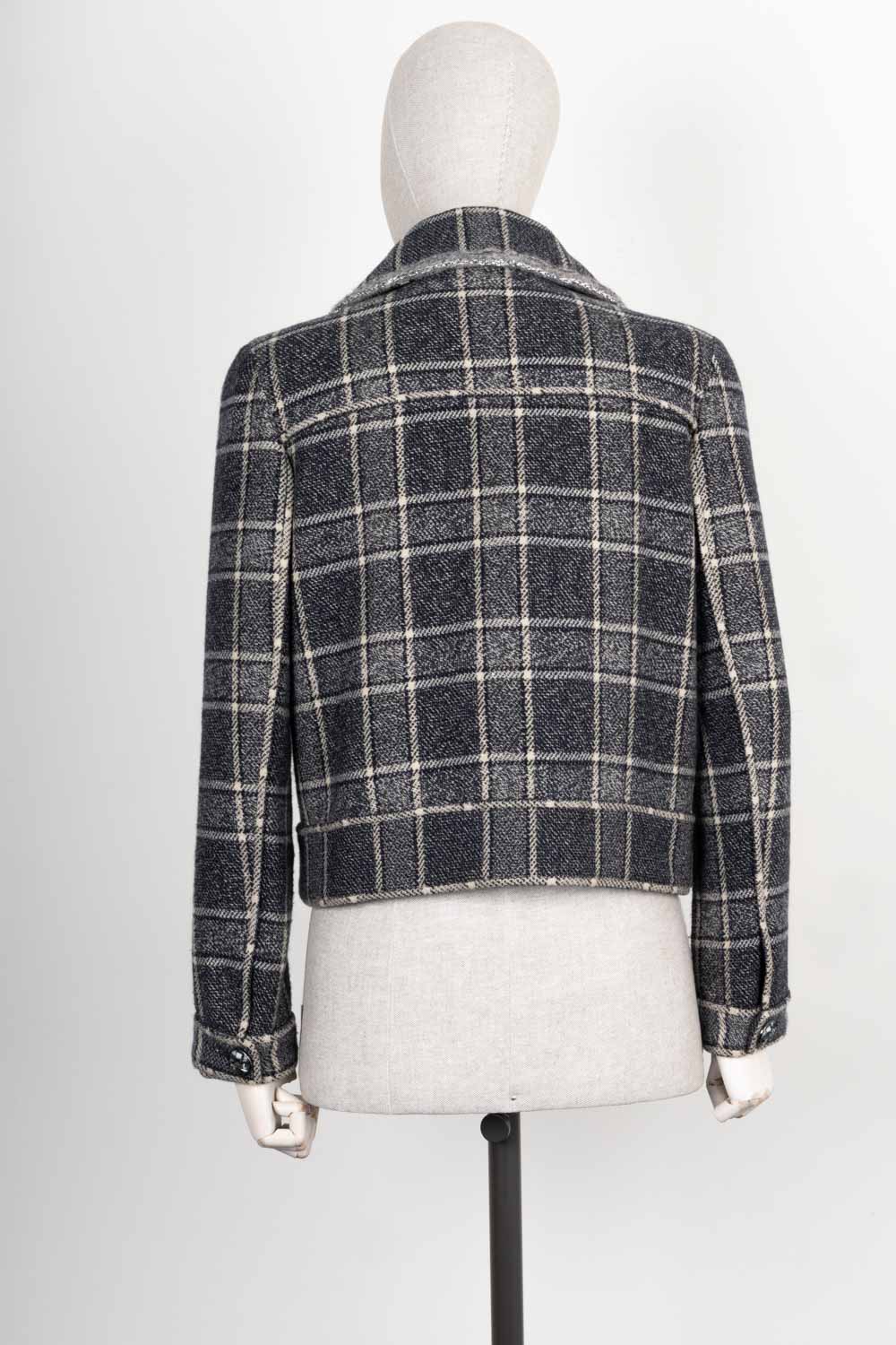 CHANEL Jacket Check Grey FW 2022