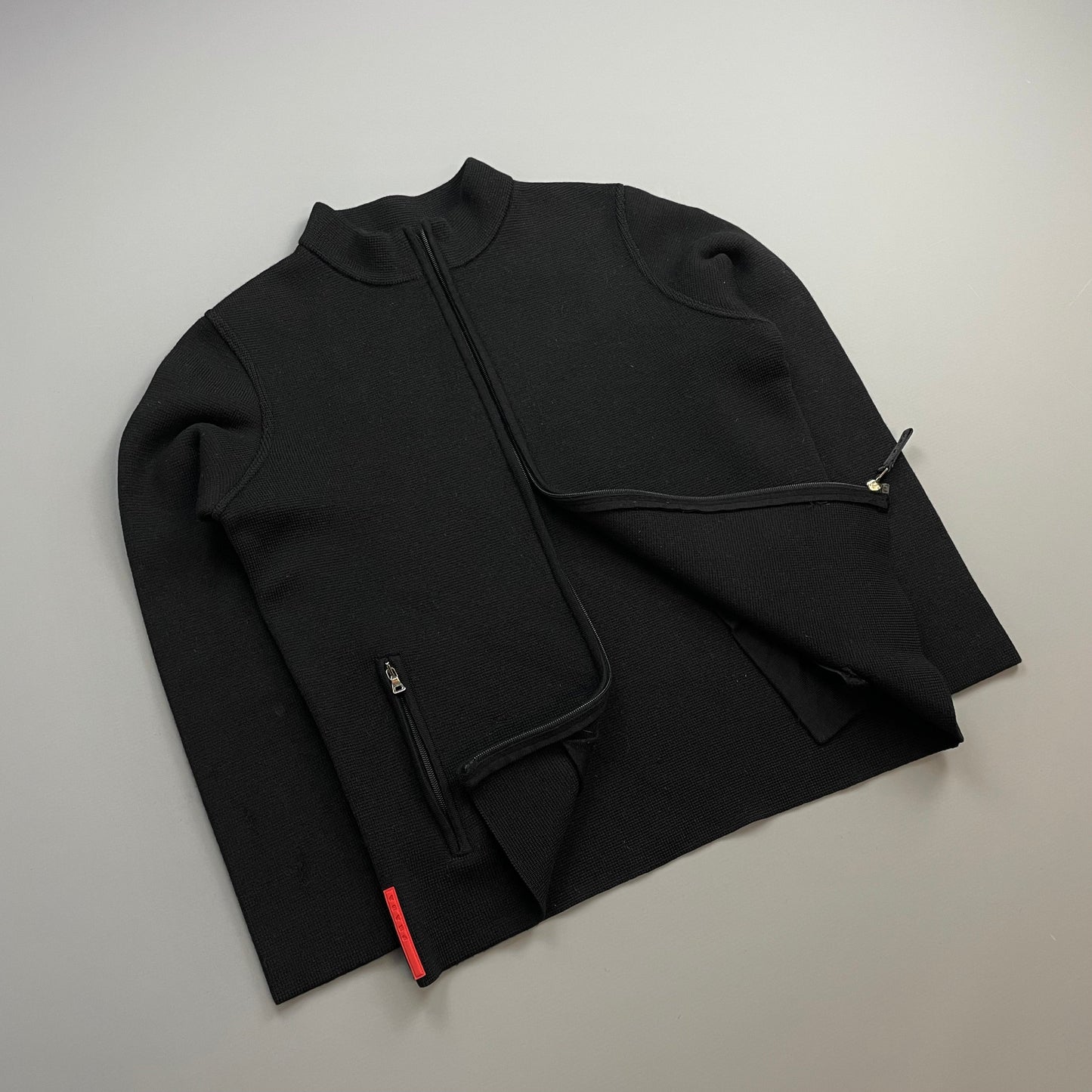 Prada Sport Black 2007 Wool Knit Zip-Through Cardigan Jacket
