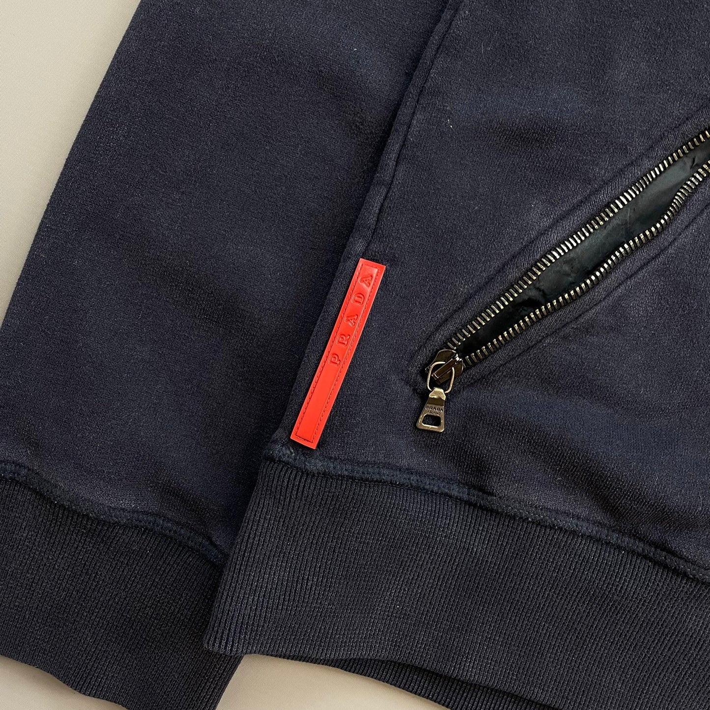 Prada Sport Navy 2012 Nylon Hood Zip-Through Hoodie