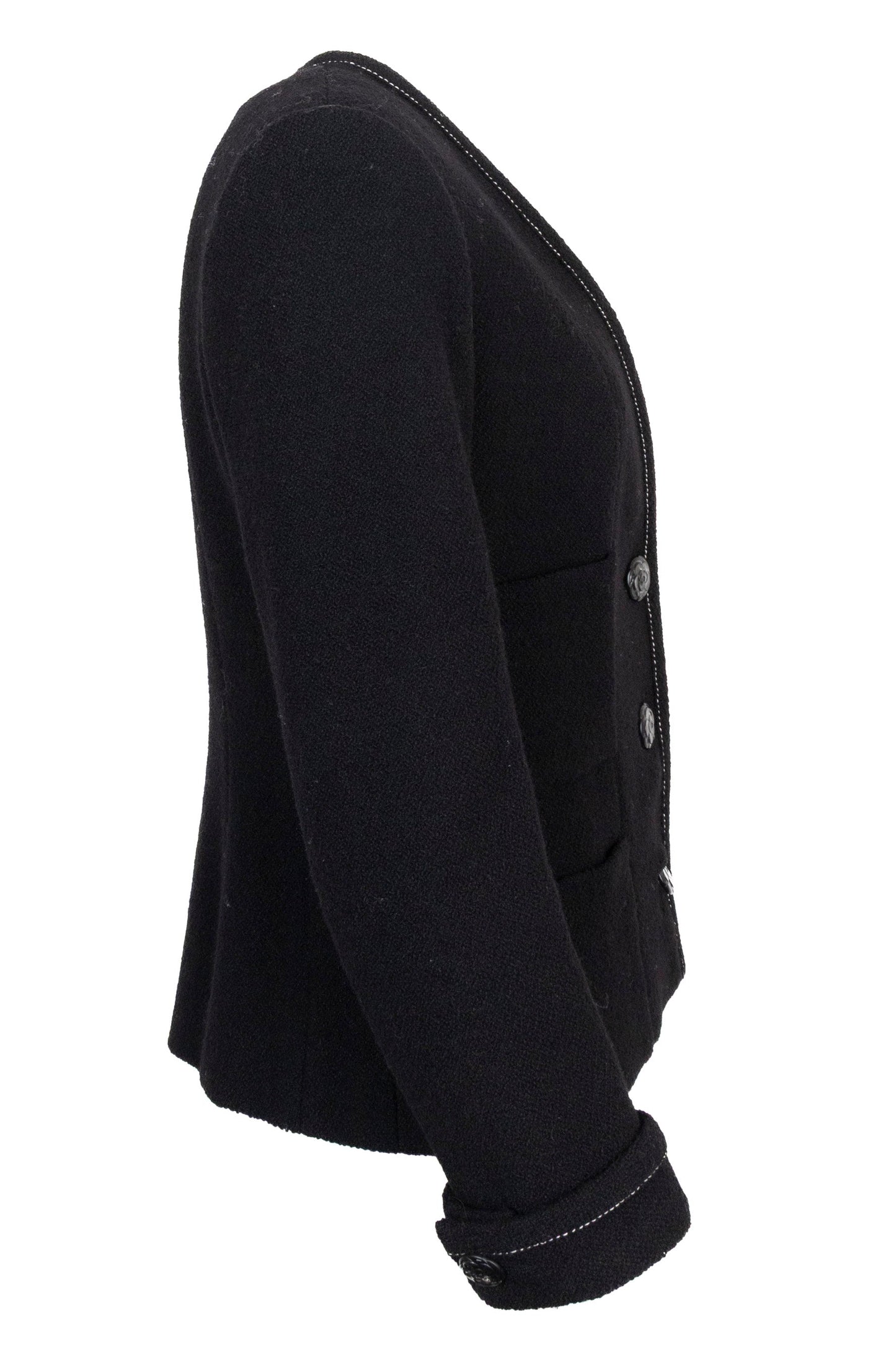 CHANEL Camellia Button Jacket Black