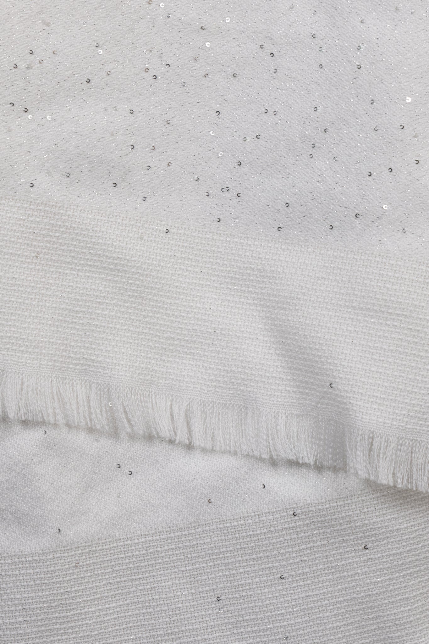 CHANEL Logo Scarf Cashmere Silk White