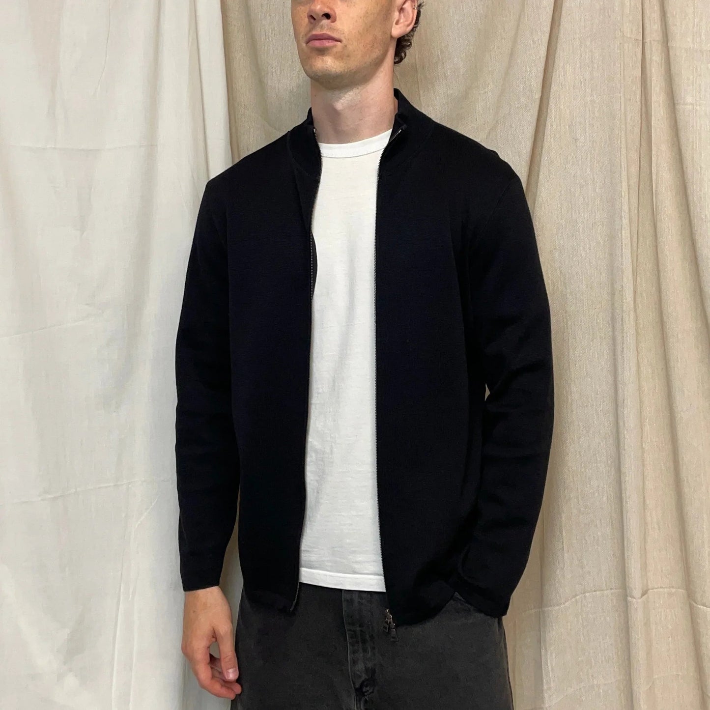 Prada Sport Black 00s Wool Knit Zip-Through Cardigan Jumper