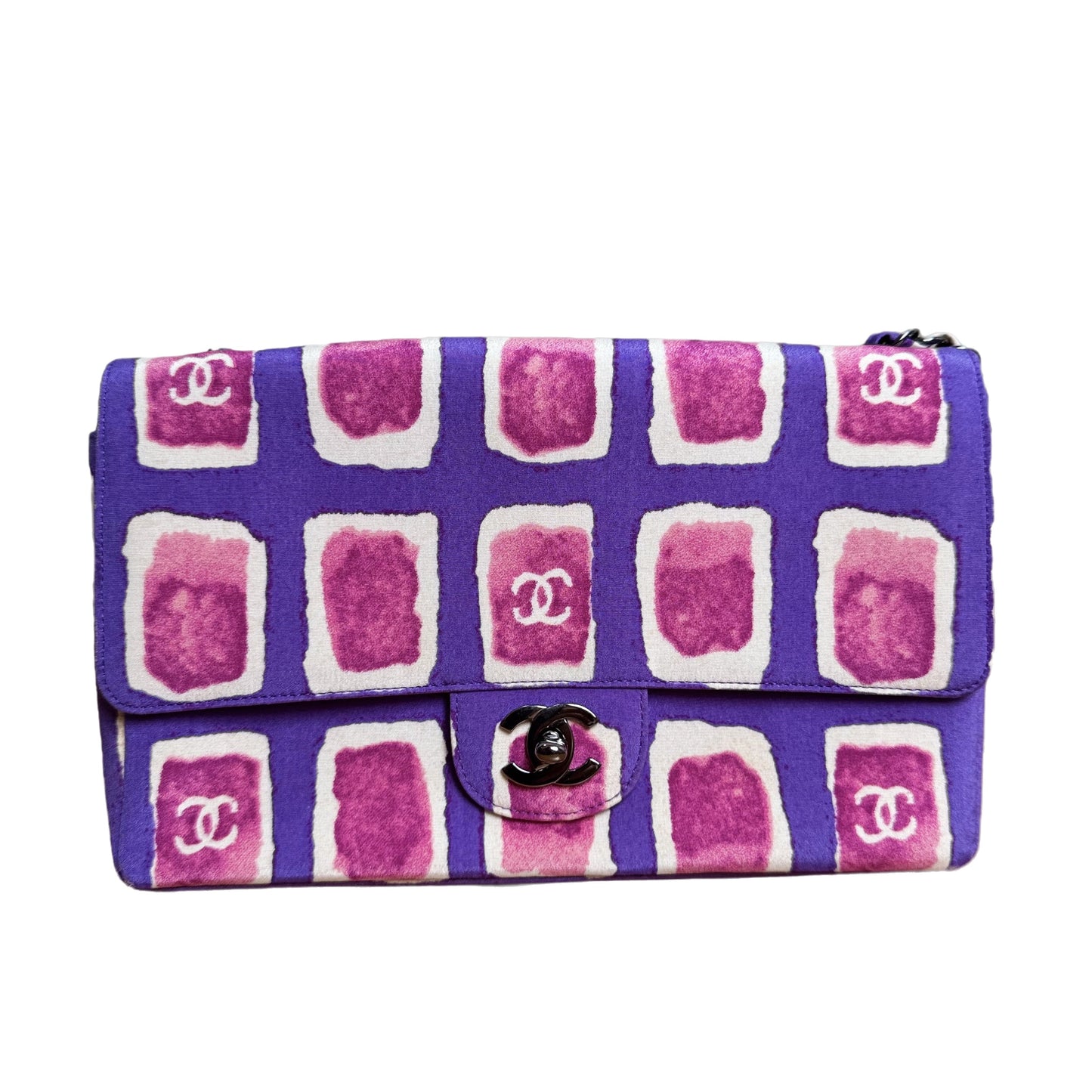 Chanel Flap Shoulder Bag Frame Purple Pink Cloth 2000-2002 Single Chain