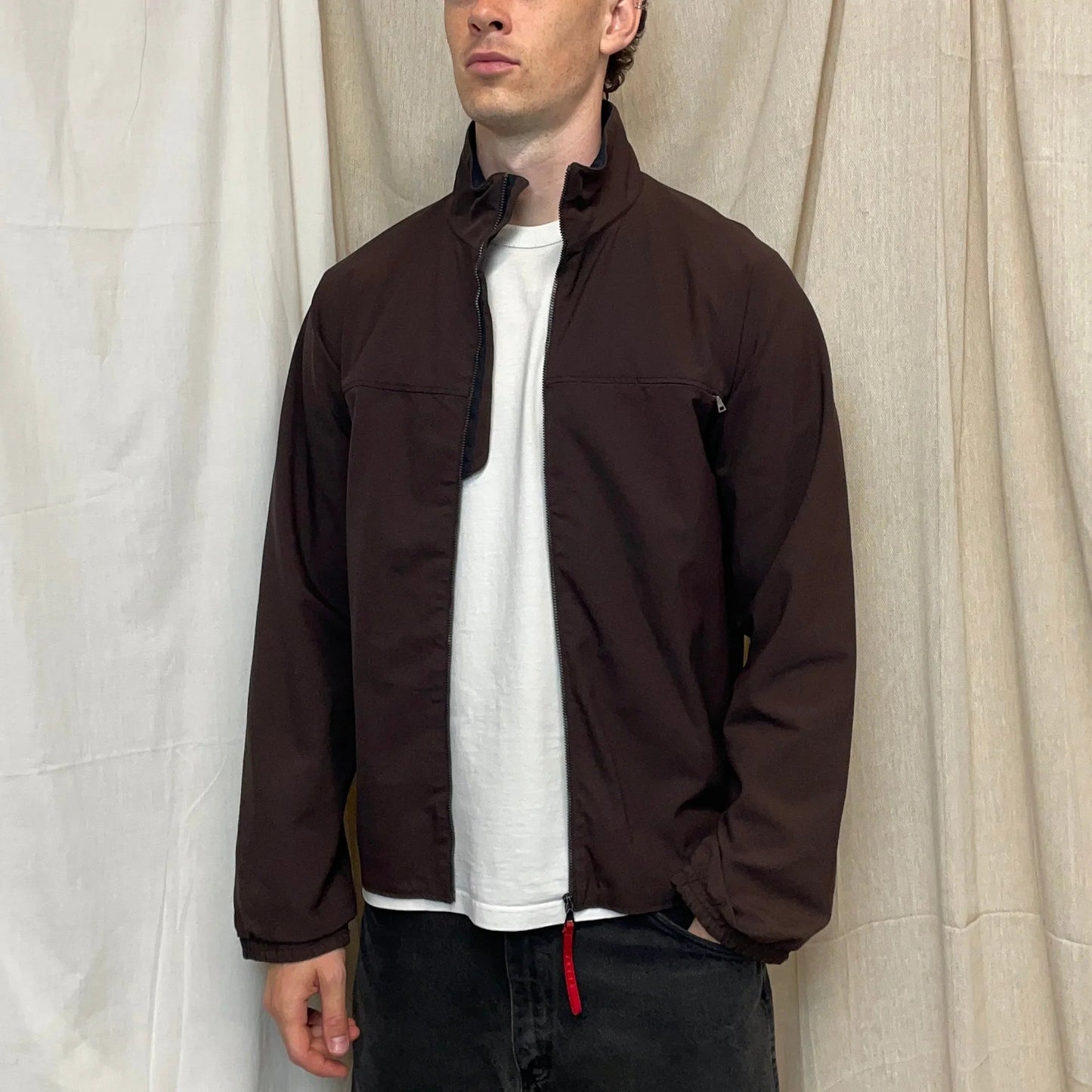 Prada Sport Burgundy 00s Nylon Lightweight Technical Zip-Through Jacket