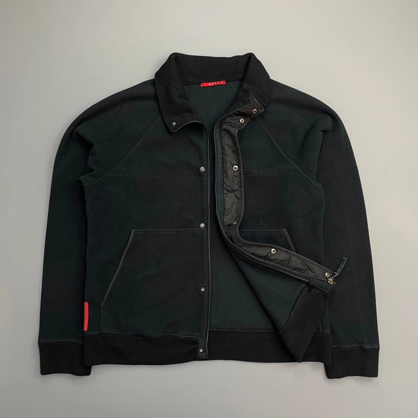 Prada Sport Black 2007 Technical Wool Fleece Jacket