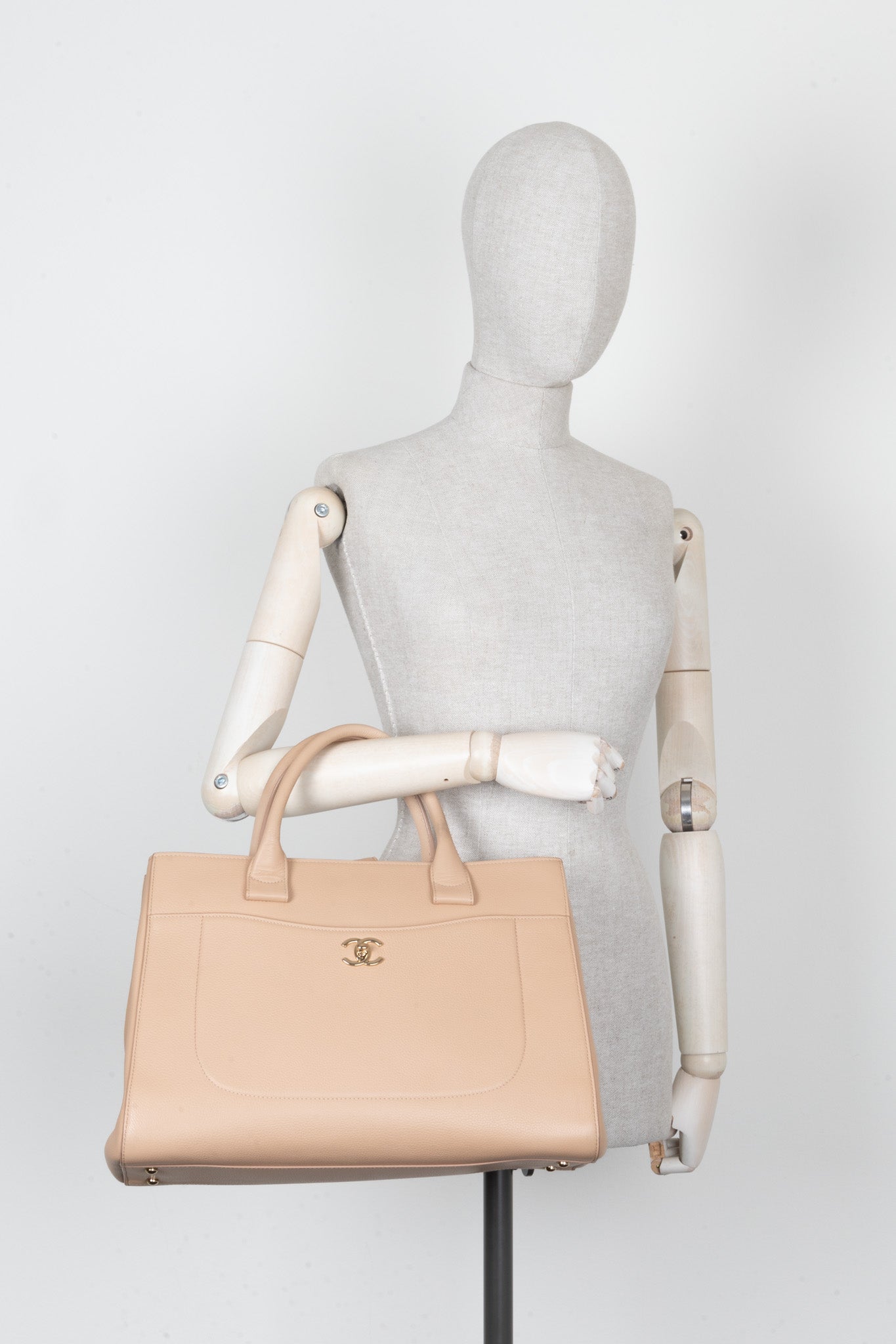 CHANEL Neo Executive Handbag Beige Calfskin