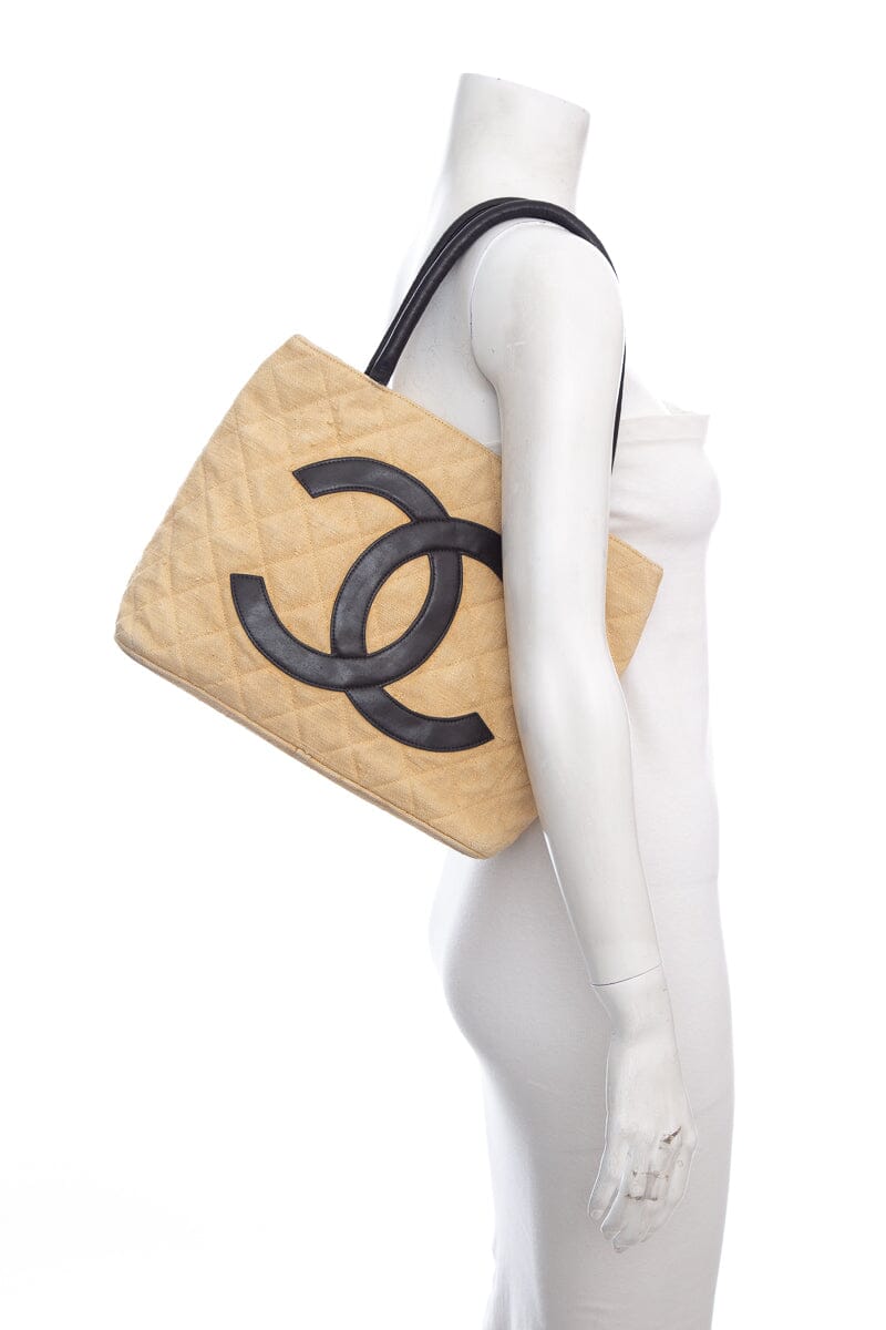 Chanel   1991 Beige Cloth Cambon Tote